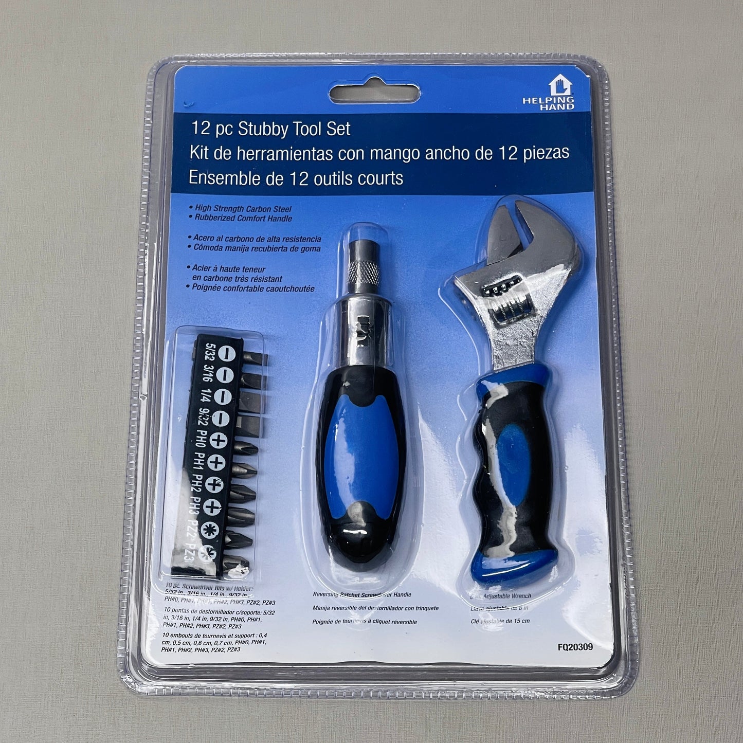 ZA@ HELPING HAND 12 PC Stubby Tool Set W/ Adjustable Wrench And Screwdriver FQ20309 (New) B