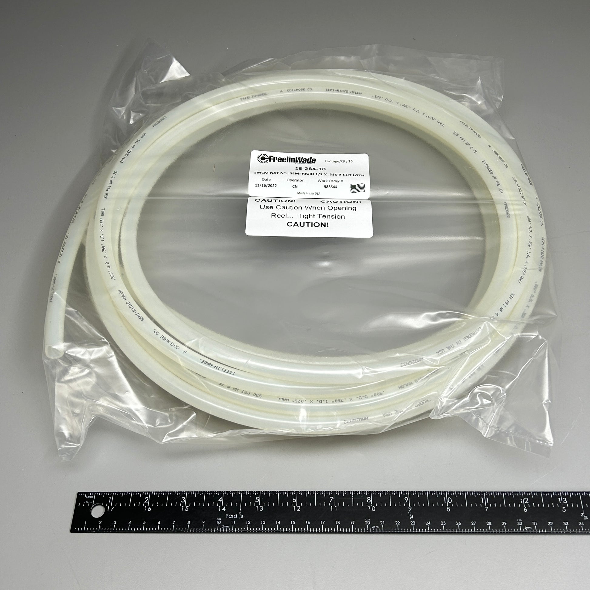 FREELINWADE Tubing Nylon SemiRigid 25 ft Natural 1E28410 (New) PayWut