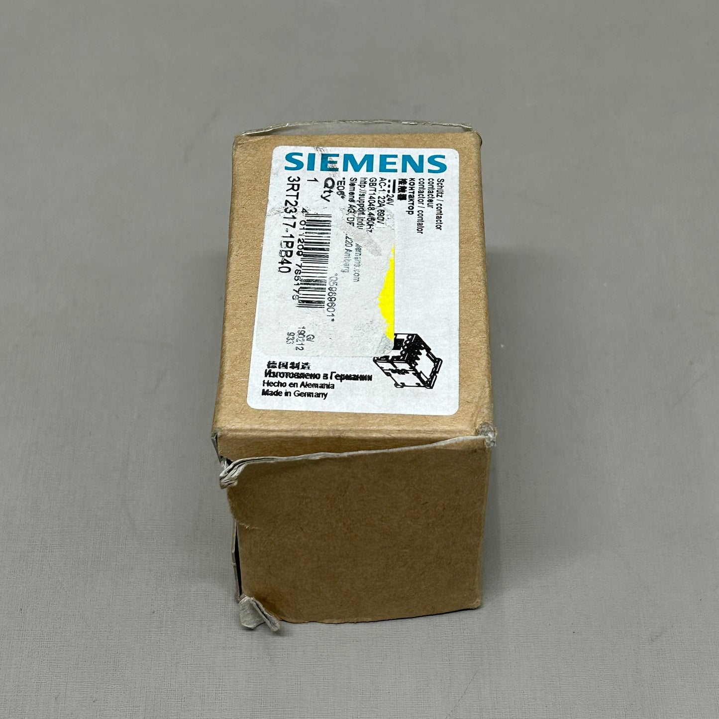 SIEMENS Power Contactor 24 V DC Coil Volts 7AMP Black 3RT2317-1BB40 (New)