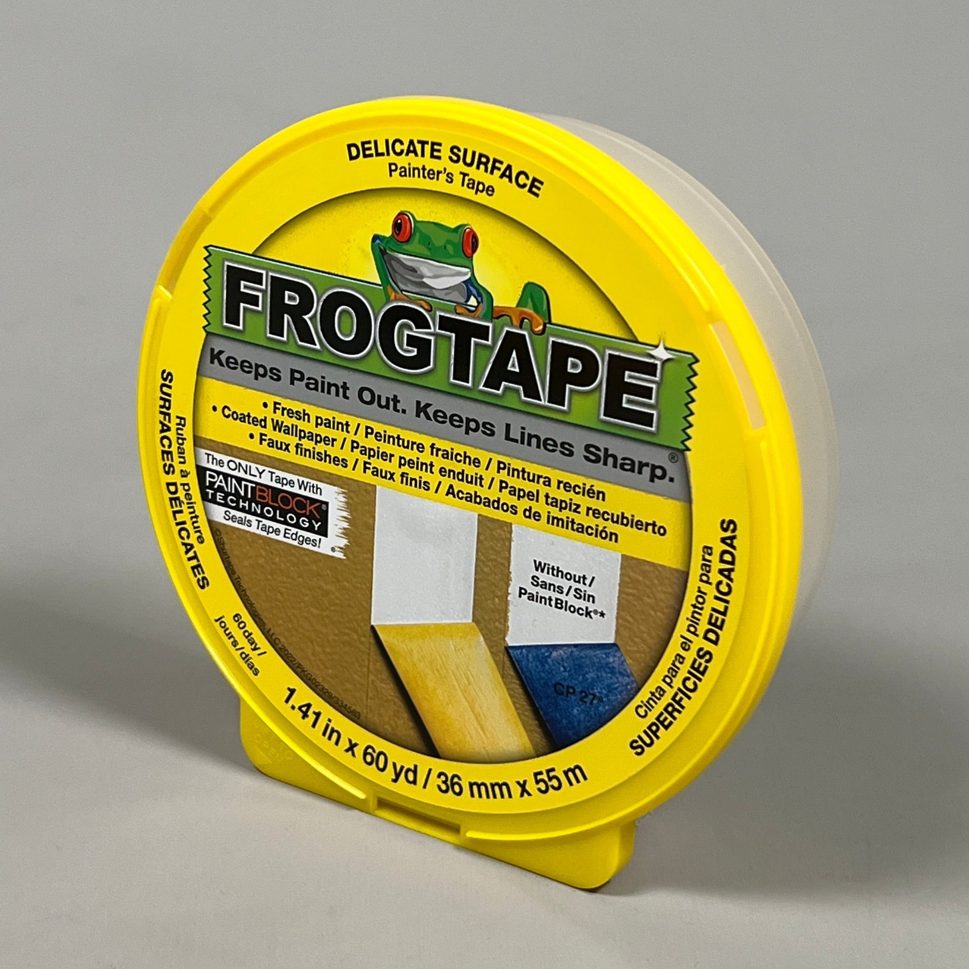 FrogTape Delicate Surface Painting Tape, Yellow, 1.41 in. x 60 yd.