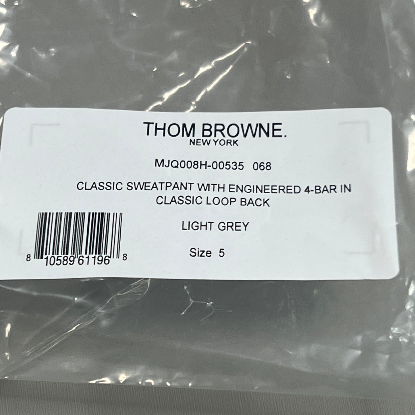 THOM BROWNE Classic Sweat Pants w/Engineered 4 Bar Loop Back Light Grey Size 5(New)