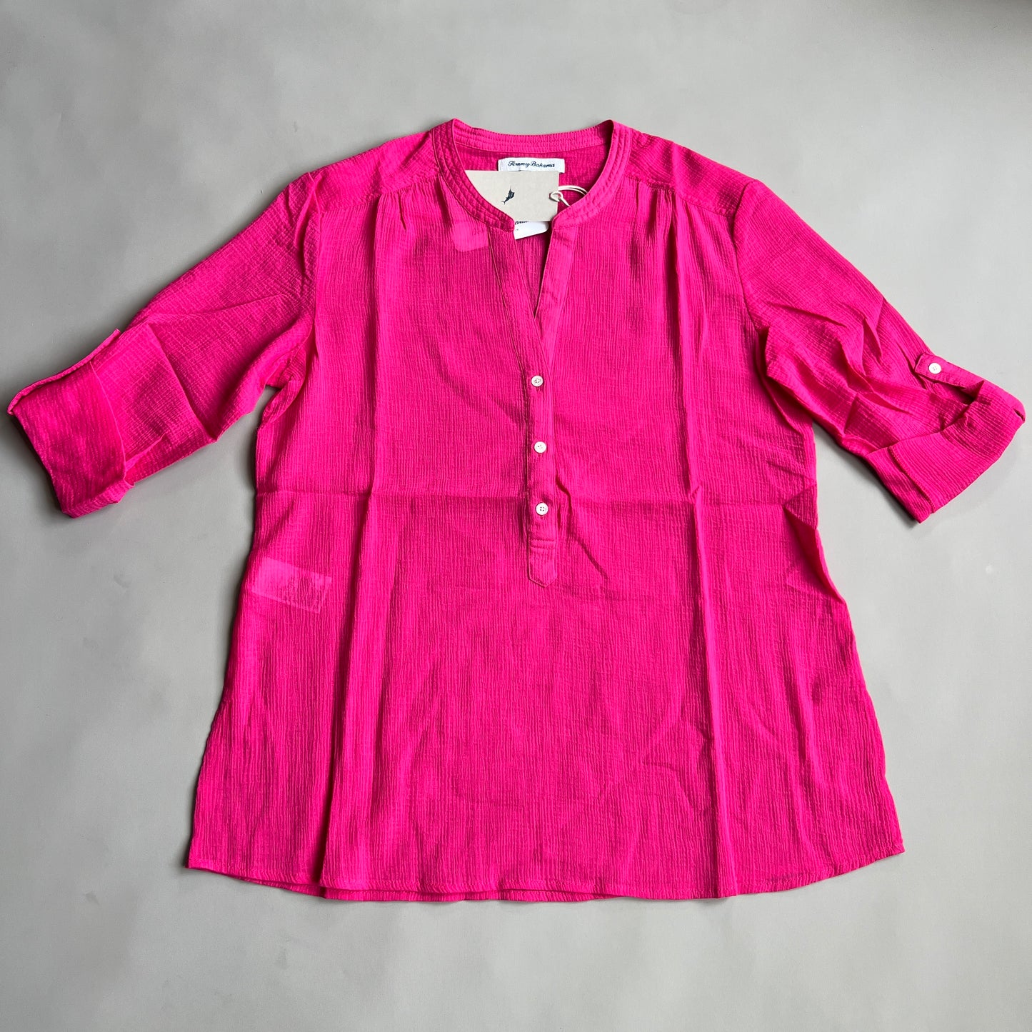 TOMMY BAHAMA Women's Coastview Gauze Top 3/4 Sleeve Rose Bed Size S (New)