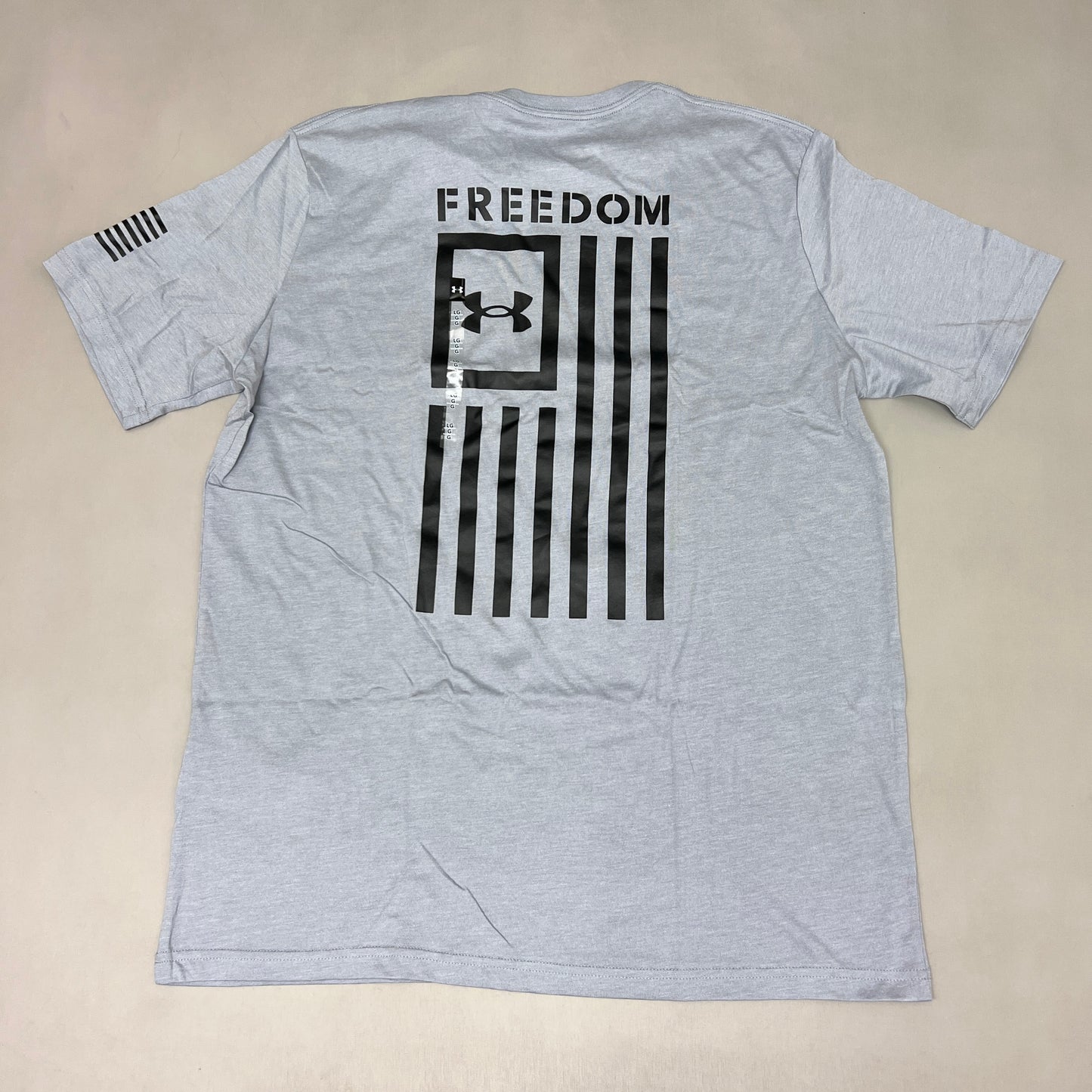 UNDER ARMOUR Freedom Flag T-Shirt Men's Steel Medium Heather / Black-035 Sz L 1370810 (New)