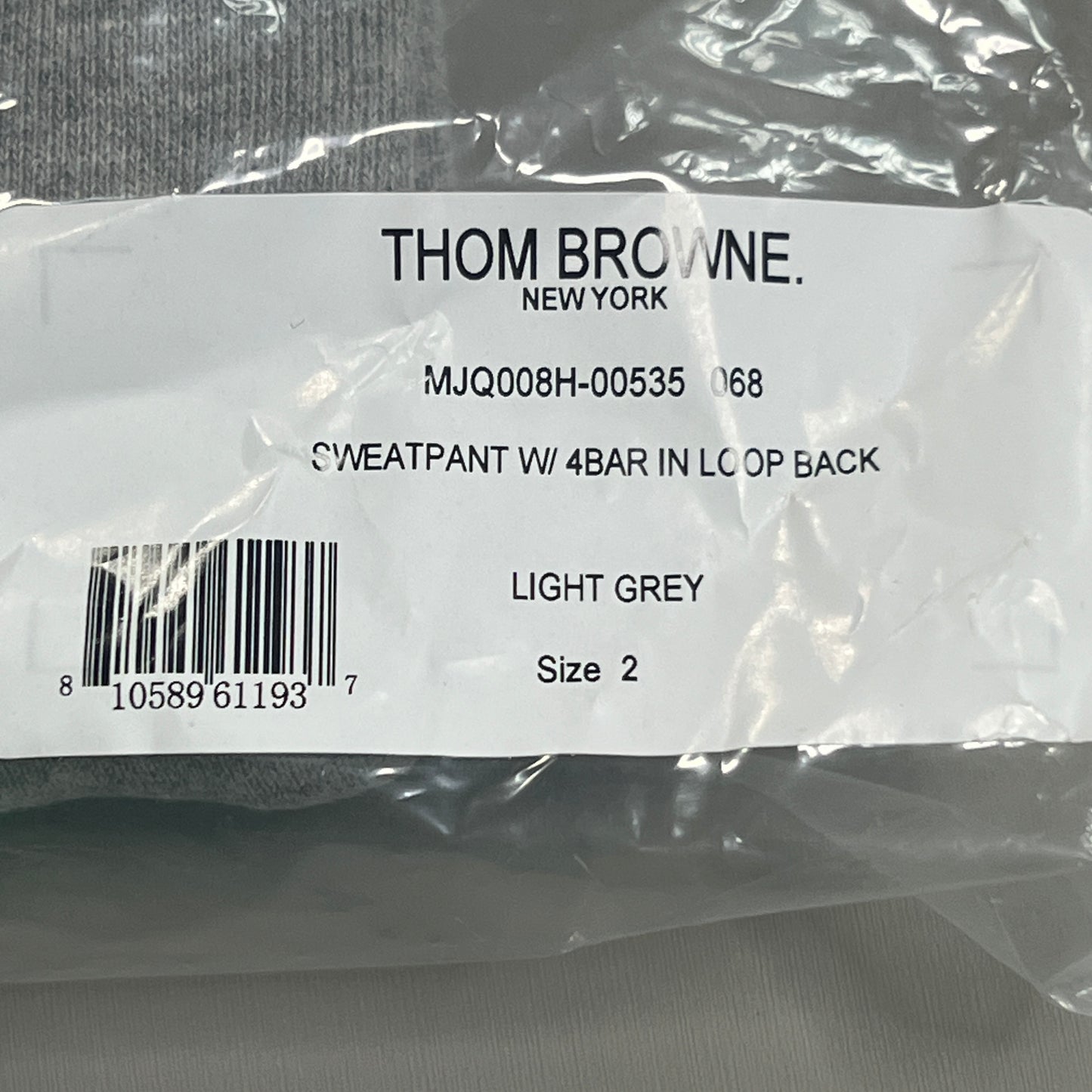 THOM BROWNE Classic Sweat Pants w/Engineered 4 Bar Loop Back Light Grey Size 2(New)
