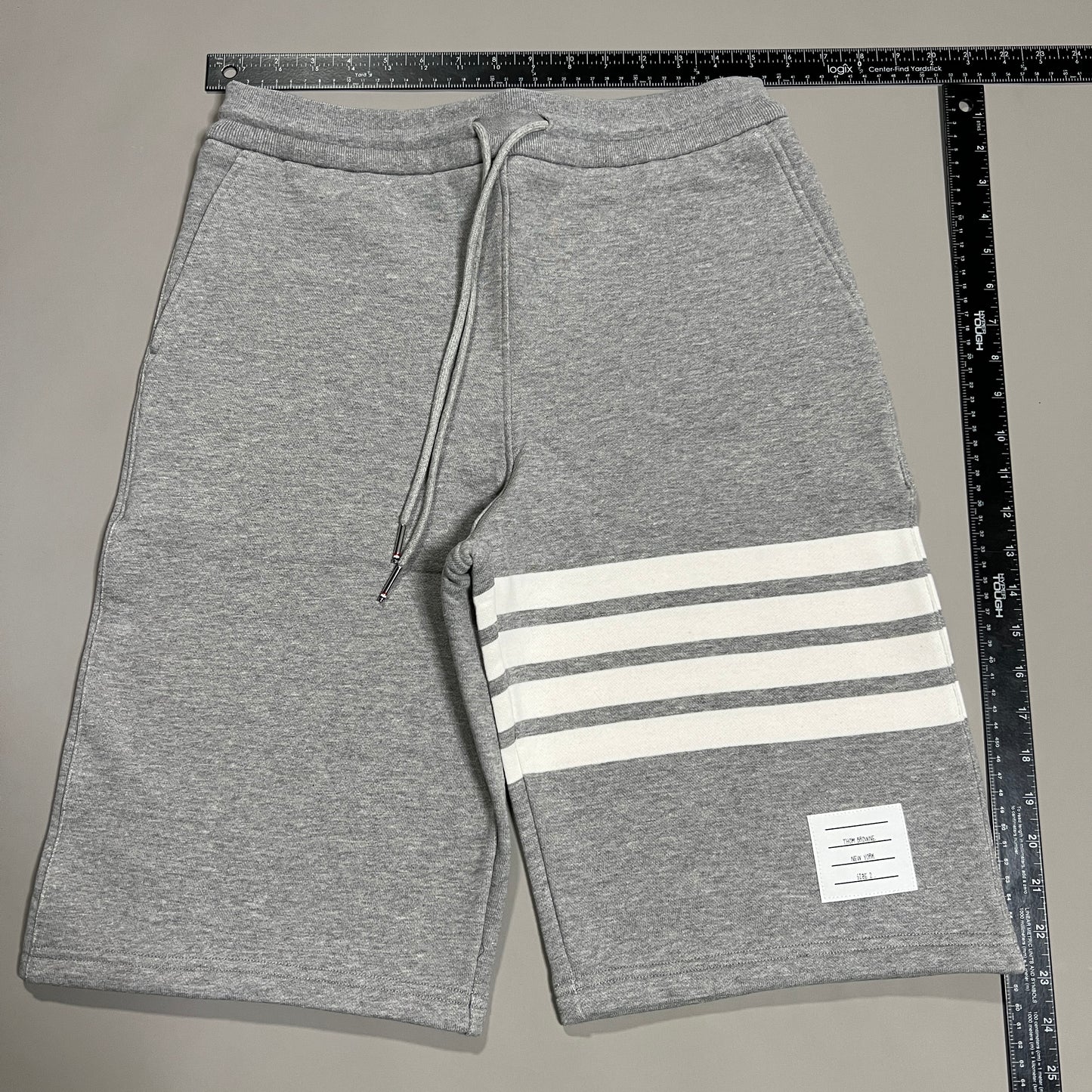 THOM BROWNE Classic Sweat Shorts w/4 Bar Loop Back Light Grey Size 2 (New)