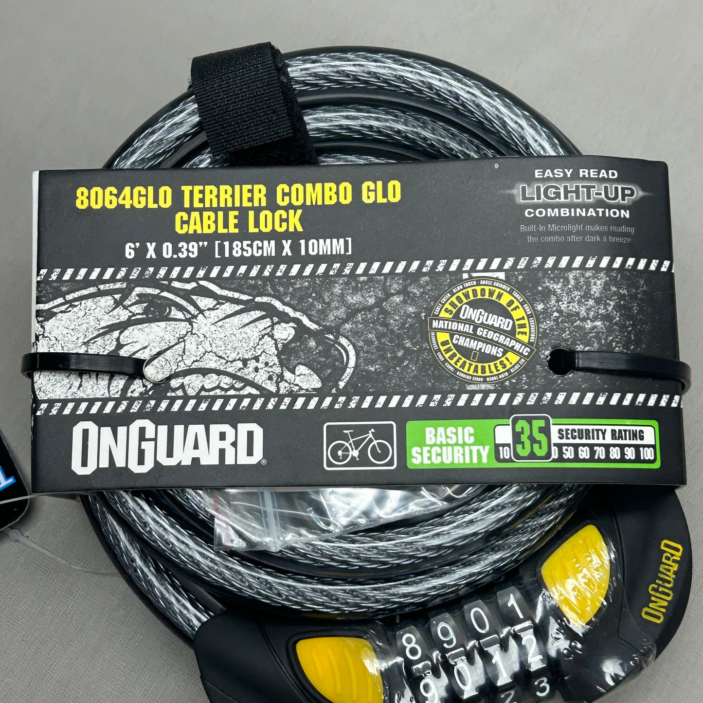ONGUARD Terrier Combo GLO Bike Cable Lock 8064GLO (New)