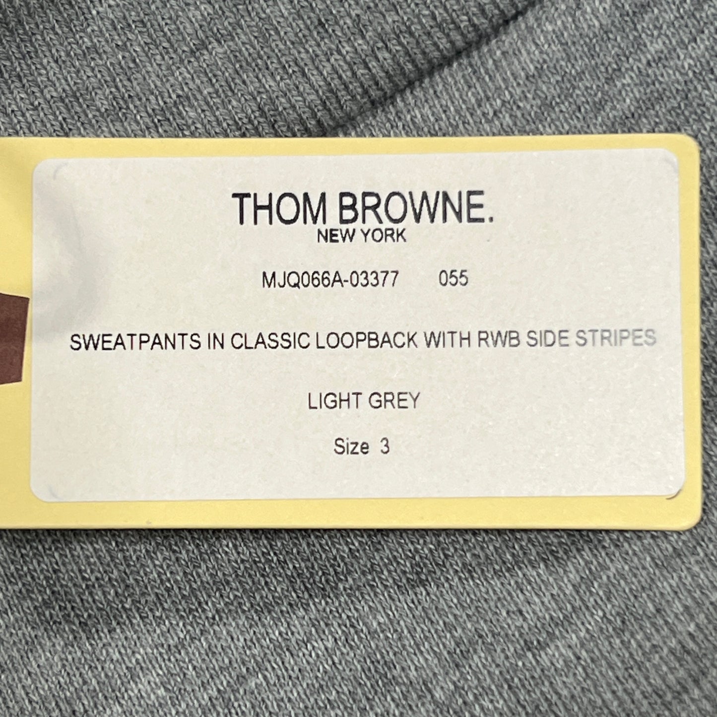 THOM BROWNE Sweat Pants in Classic LoopBack w/RWB Side Stripes Light Grey Size 3 (New)