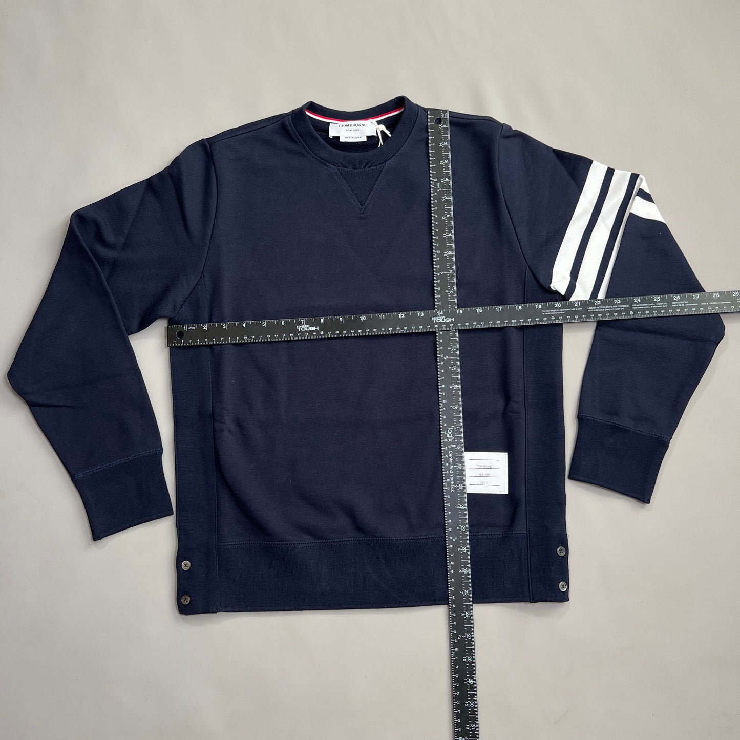 THOM BROWNE Classic Sweatshirt w/ 4 Bar Sleeve in Classic Loop Back Navy Size 3 (New)