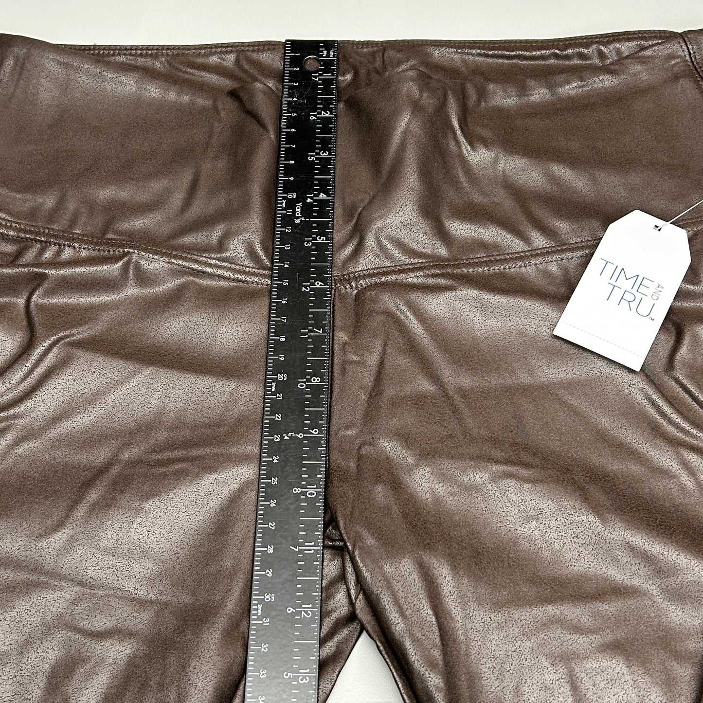 TIME AND TRU Women's Faux Leather Leggings Sz XL 16-18 Brown (New)