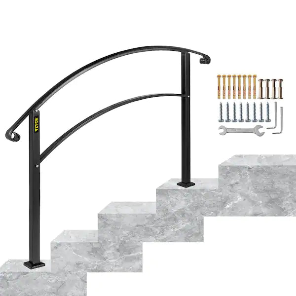 VEVOR Handrails for Outdoor Steps Black Wrought Iron Handrail 41.7" x 48" (New)