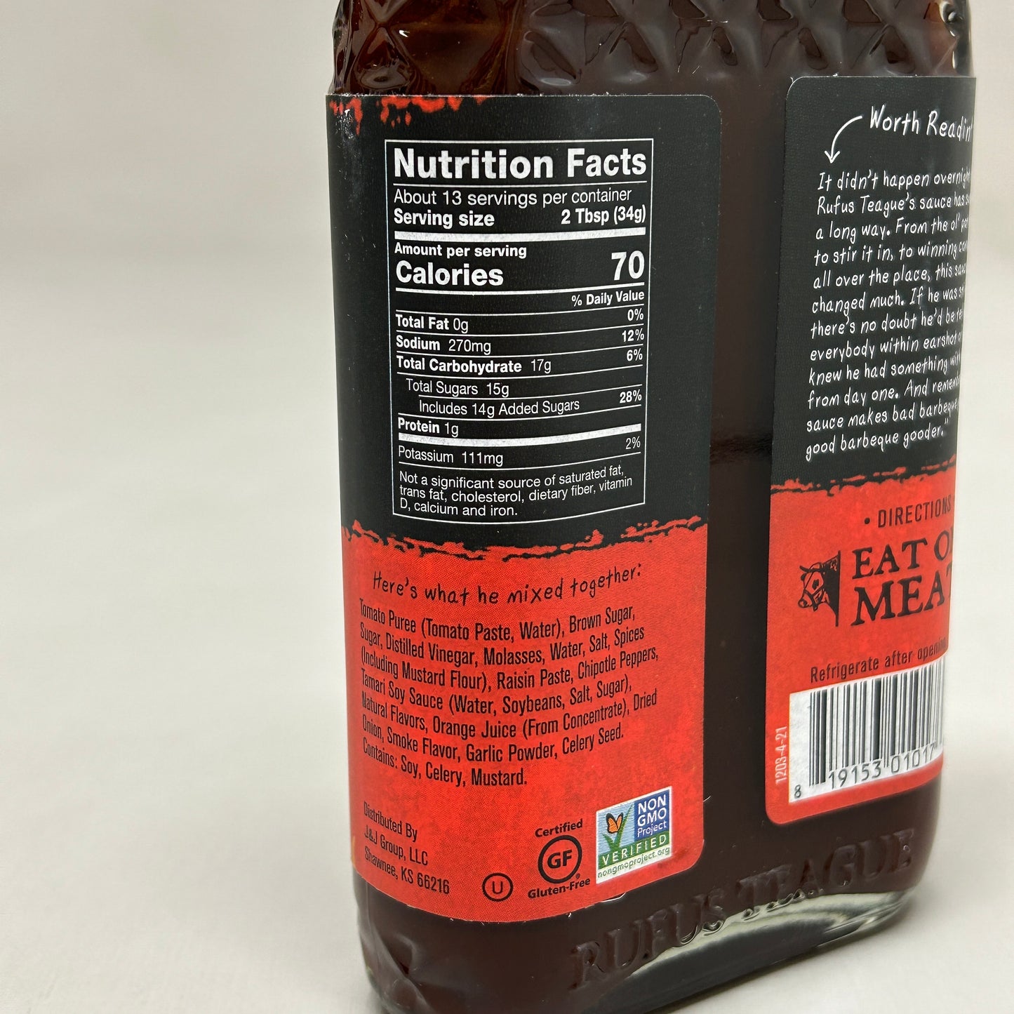 RUFUS TEAGUE 6-PACK! Blazin' Hot BBQ Sauce 15.25 oz Gluten Free Non GMO Exp 06/25 (New)