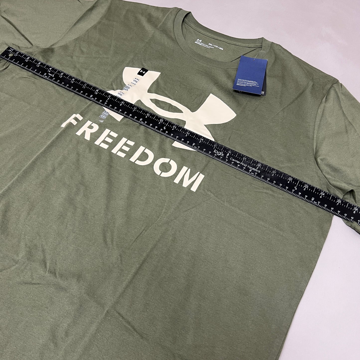 UNDER ARMOUR Freedom Logo T-Shirt Men's Marine OD Green / Desert Sand - 390 Sz XXL 1370811 (New)