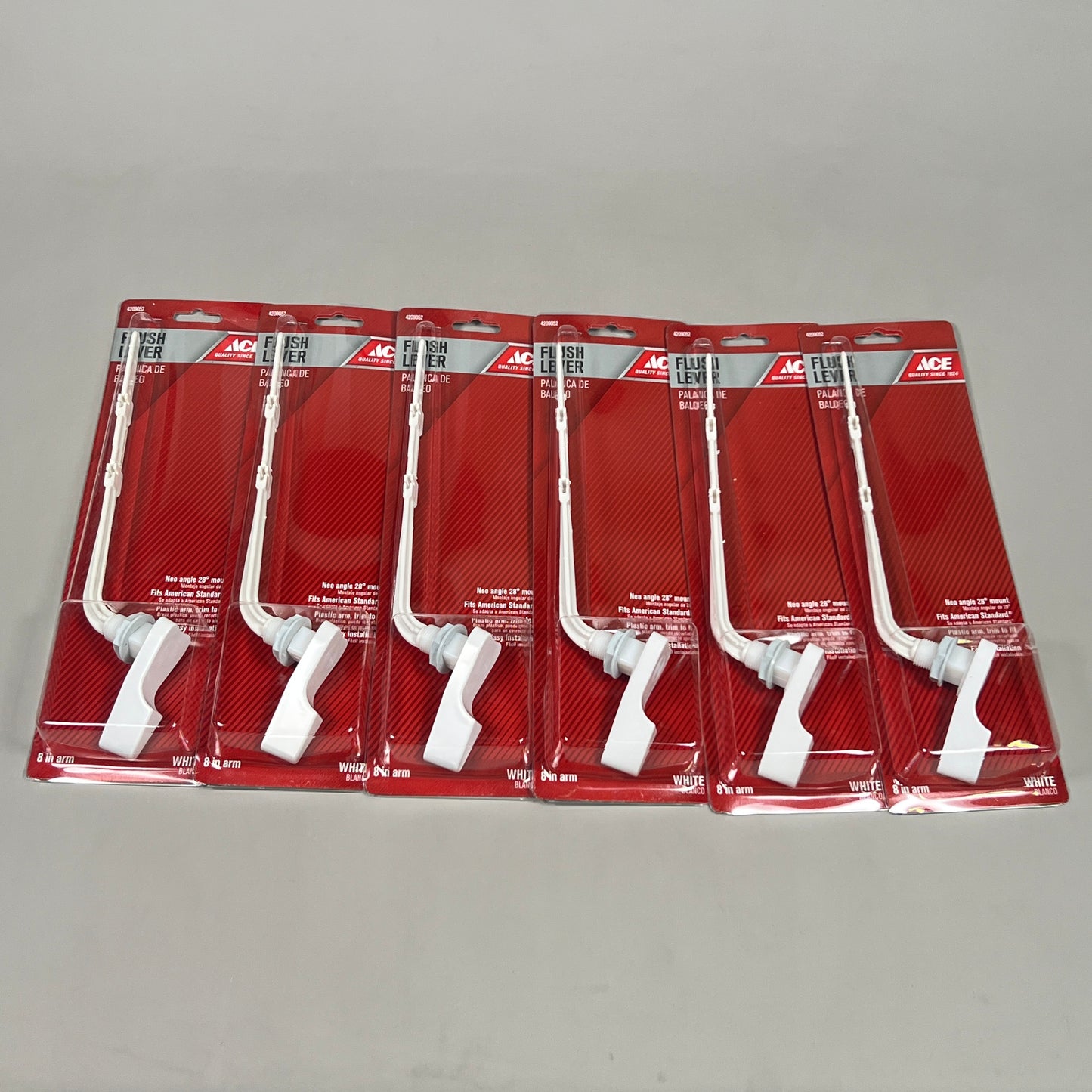 ACE 6-PACK of Tank Flush Lever White for Universal 8 Inch Arm, 28 Degree Mount (New)