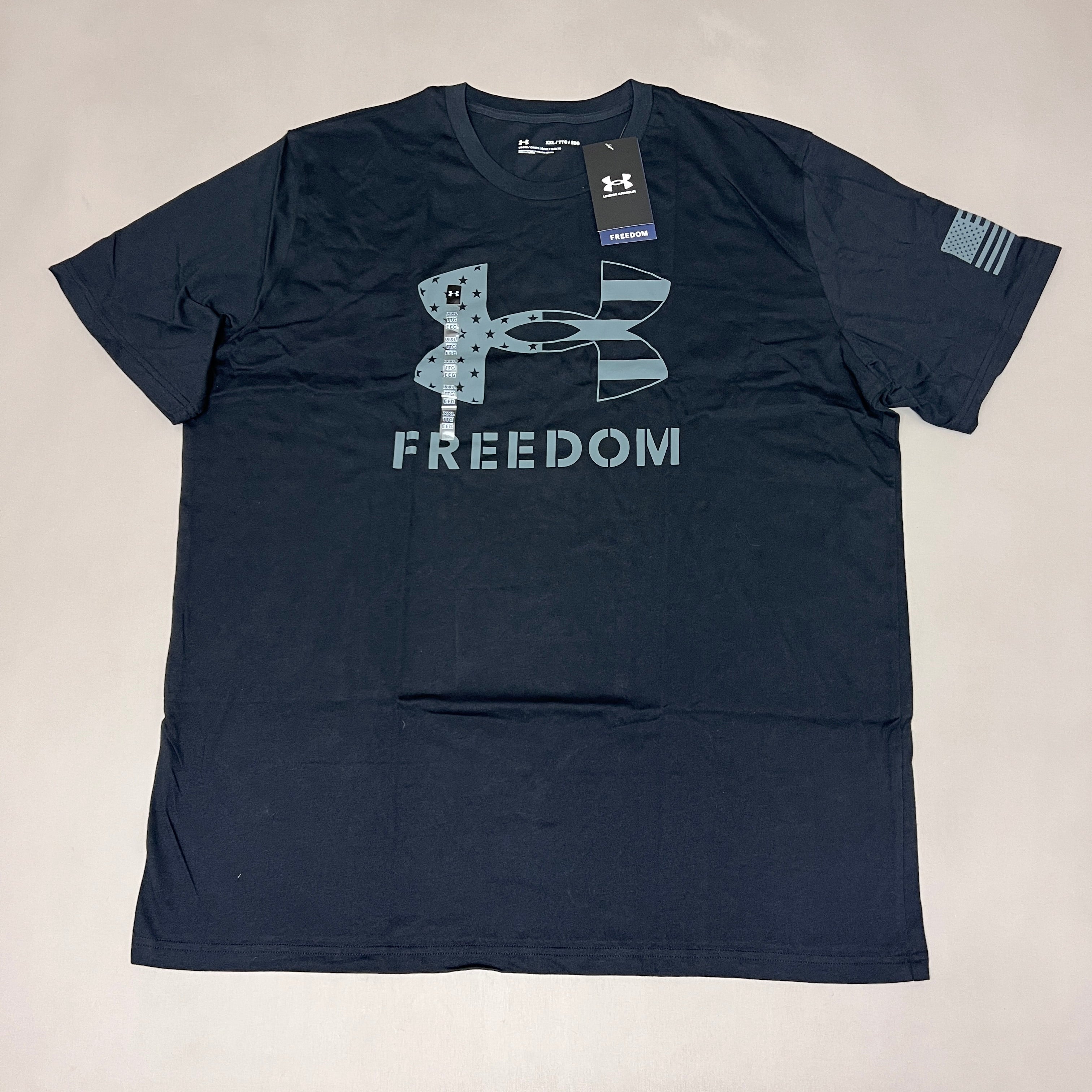 UNDER ARMOUR Freedom Logo T-Shirt Men's Marine Navy Sz 2XL 1370811