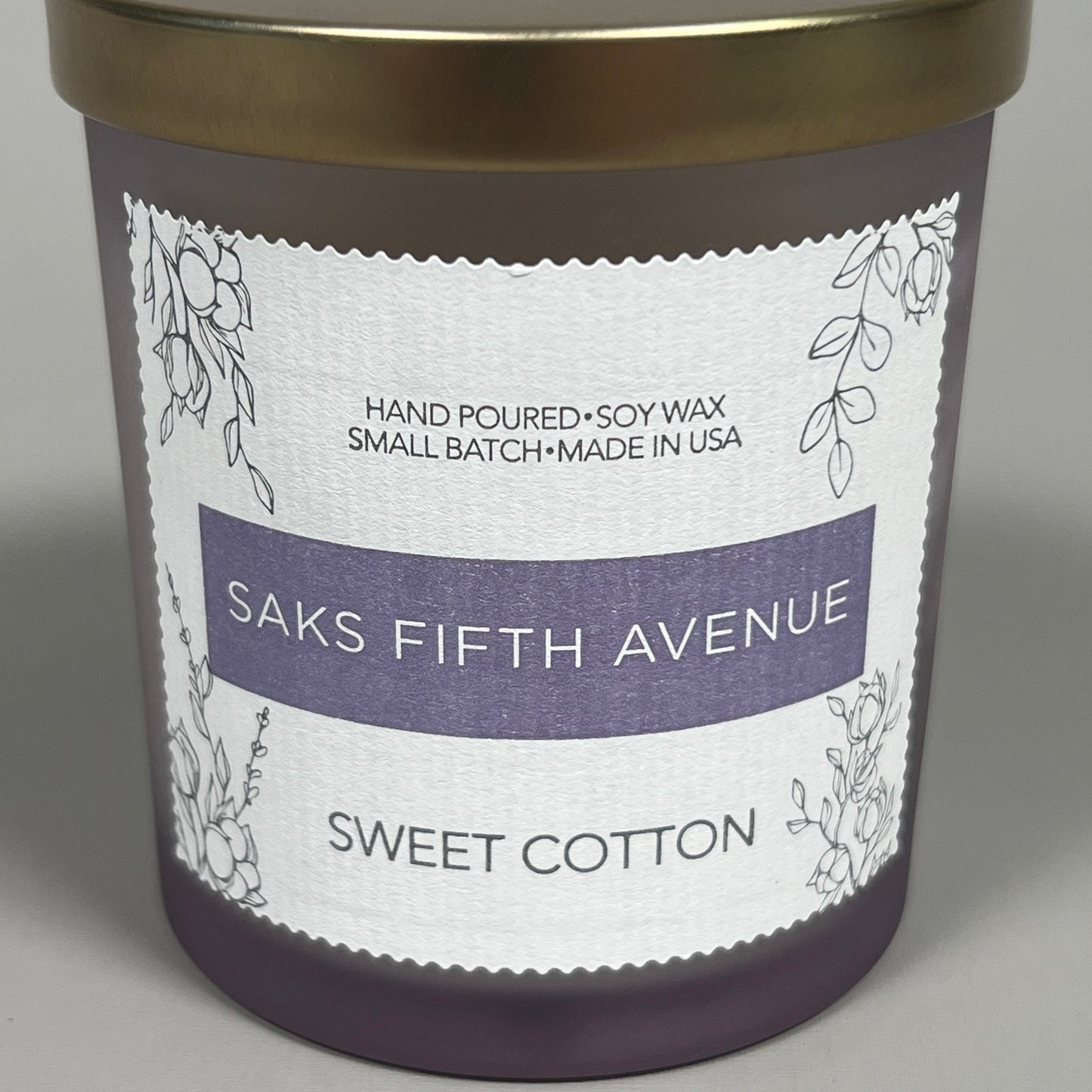 SAKS FIFTH AVENUE Sweet Cotton Hand Poured Soy Wax Candle 8 fl oz LOT OF 4! (New)