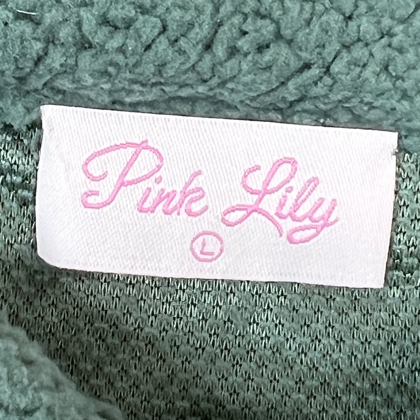 PINK LILY Fleece Button-up Jacket Women's Sz L Olive Green PL177 (New)