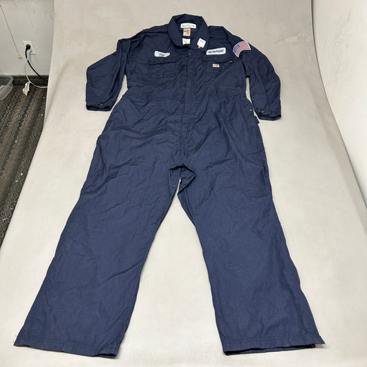 CARHARTT Fire-Resistant FR Coveralls w/ "Pete" & "Savage" Men's Sz 2XL Navy 387-20 (New Other)