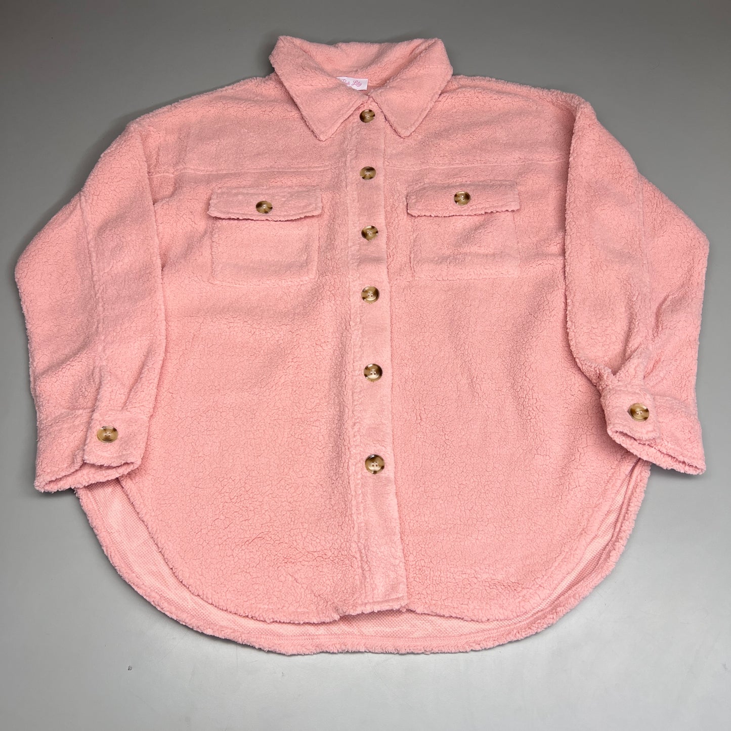 PINK LILY Fleece Button-up Jacket Women's Sz M Mauve Pink PL177 (New)