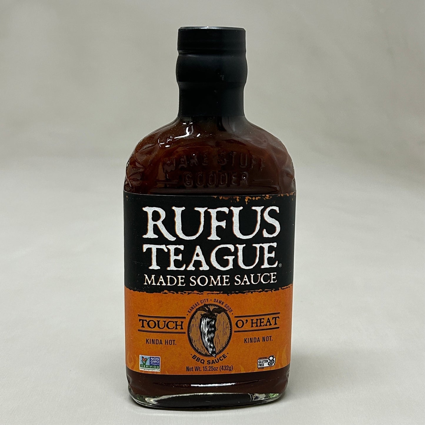 RUFUS TEAGUE 6-PACK! Touch O Heat BBQ Sauce 15.25 oz Gluten Free Non GMO Exp 06/25 (New)
