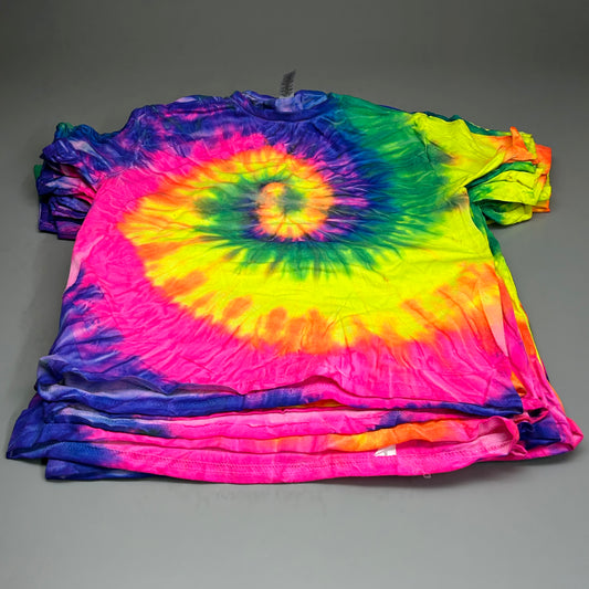 GILDAN (12 PACK) Tie Dye Short Sleeve Unisex Heavy Cotton T-Shirts Sz Youth Medium (New)