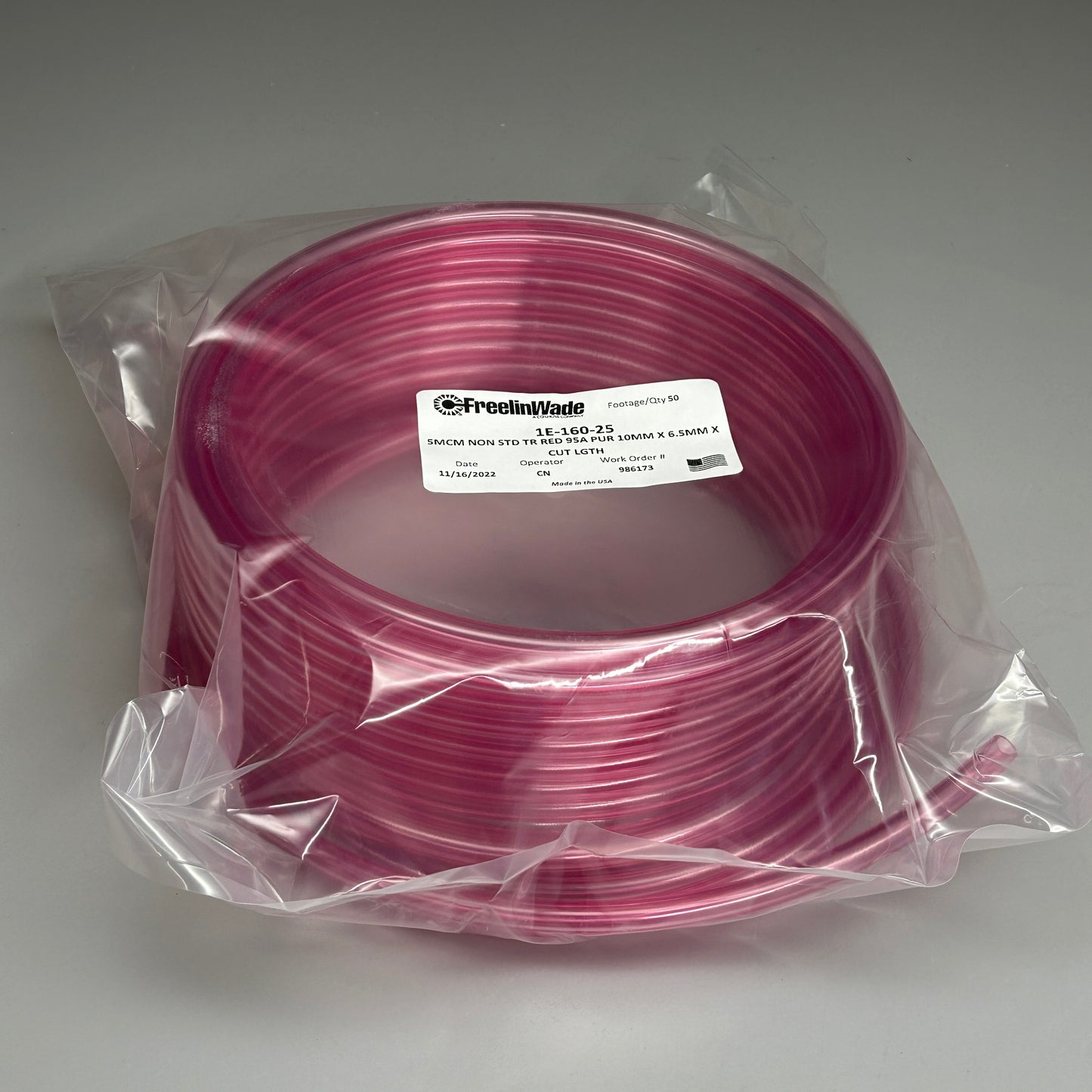 FREELIN-WADE Tubing 50 ft Transparent Red 1E-160-25 (New)