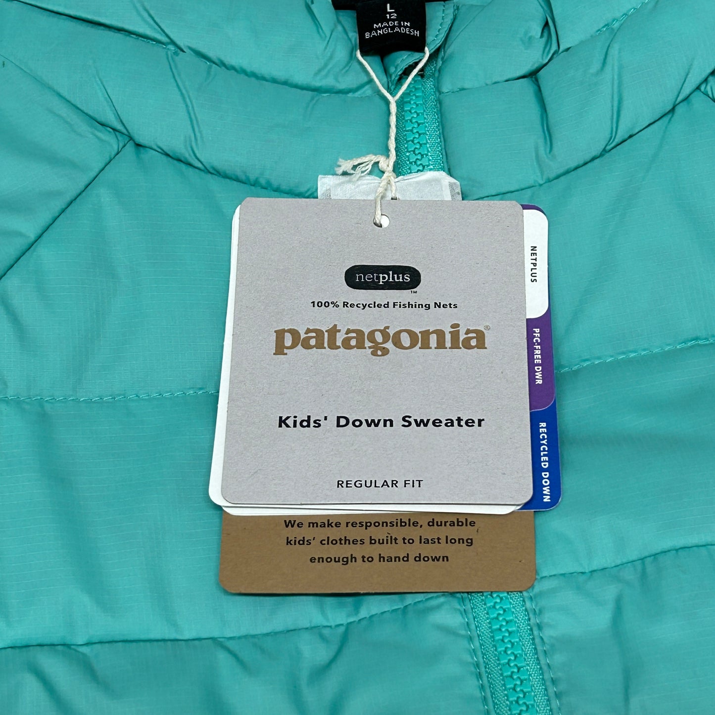PATAGONIA Down Sweater Kid's Sz L Fresh Teal 68625 FRTL (New)