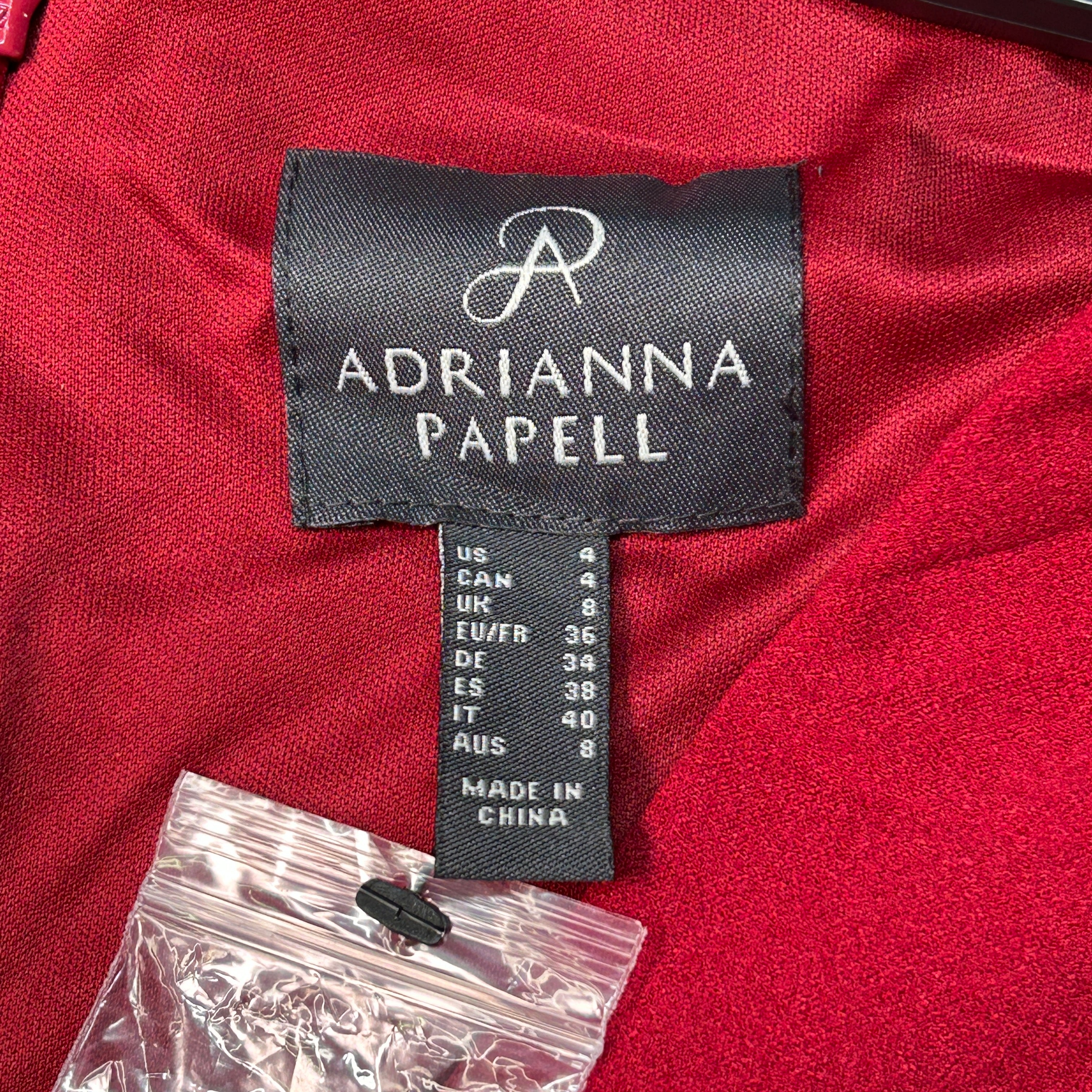 ADRIANNA PAPELL Knit Crepe Pearl Trim Dress Red Size 4 New PayWut