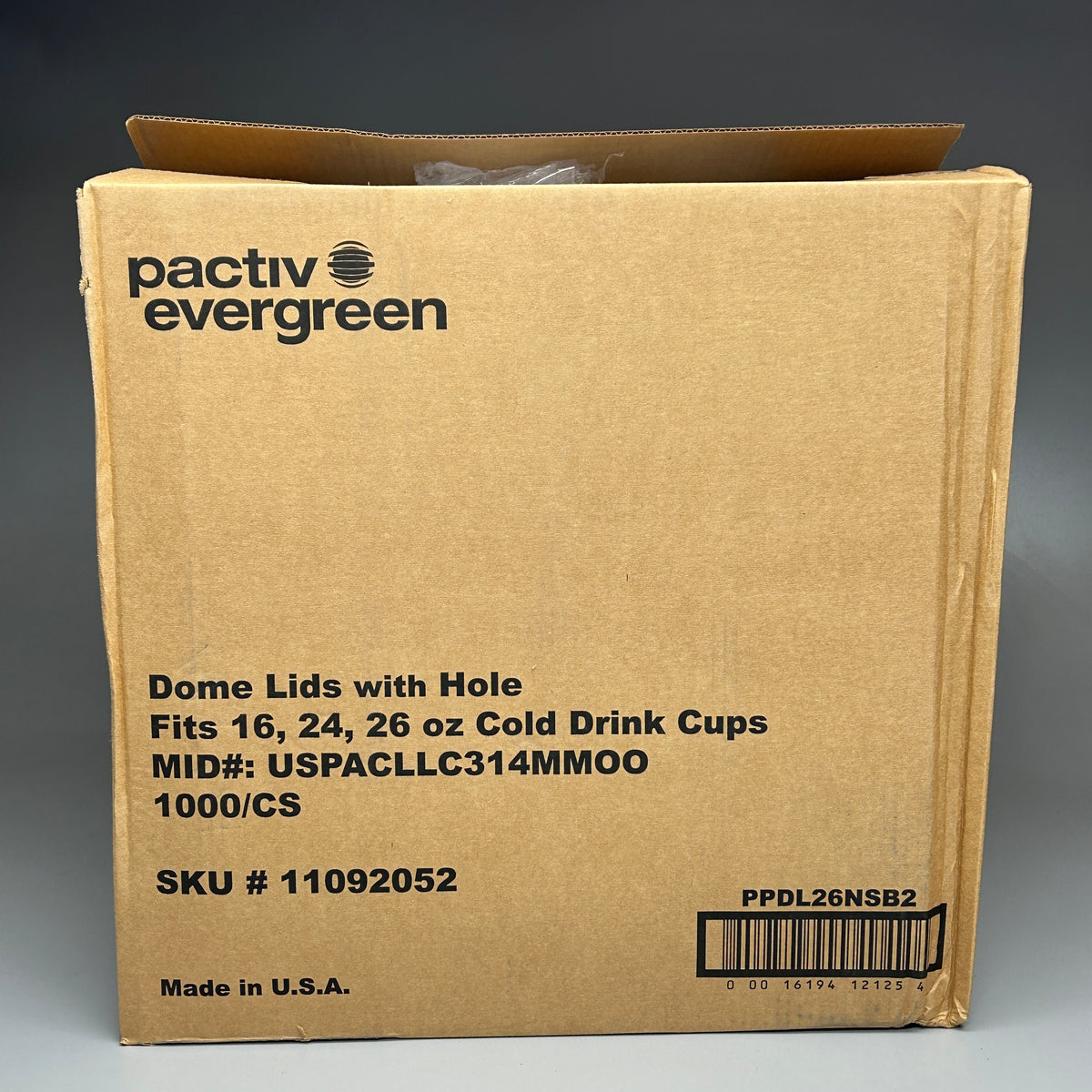 ZA@ PACTIV EVERGREEN Dome Lids with Hole Fits 16, 24, 26 oz Cold Cups (New)