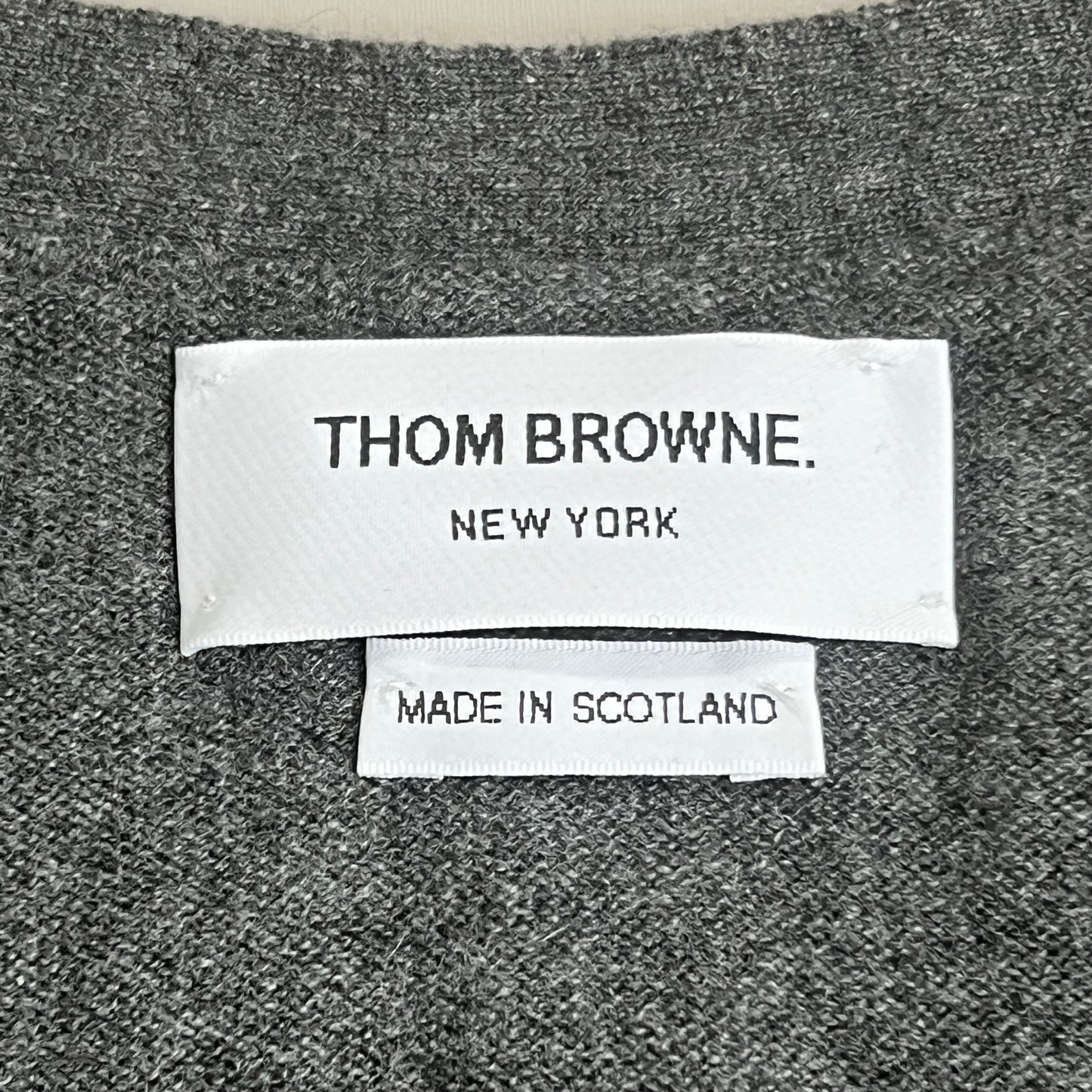 THOM BROWNE Classic V Cardigan w/ 4Bar Stripe in Cashmere Med Grey Size 2 (New)