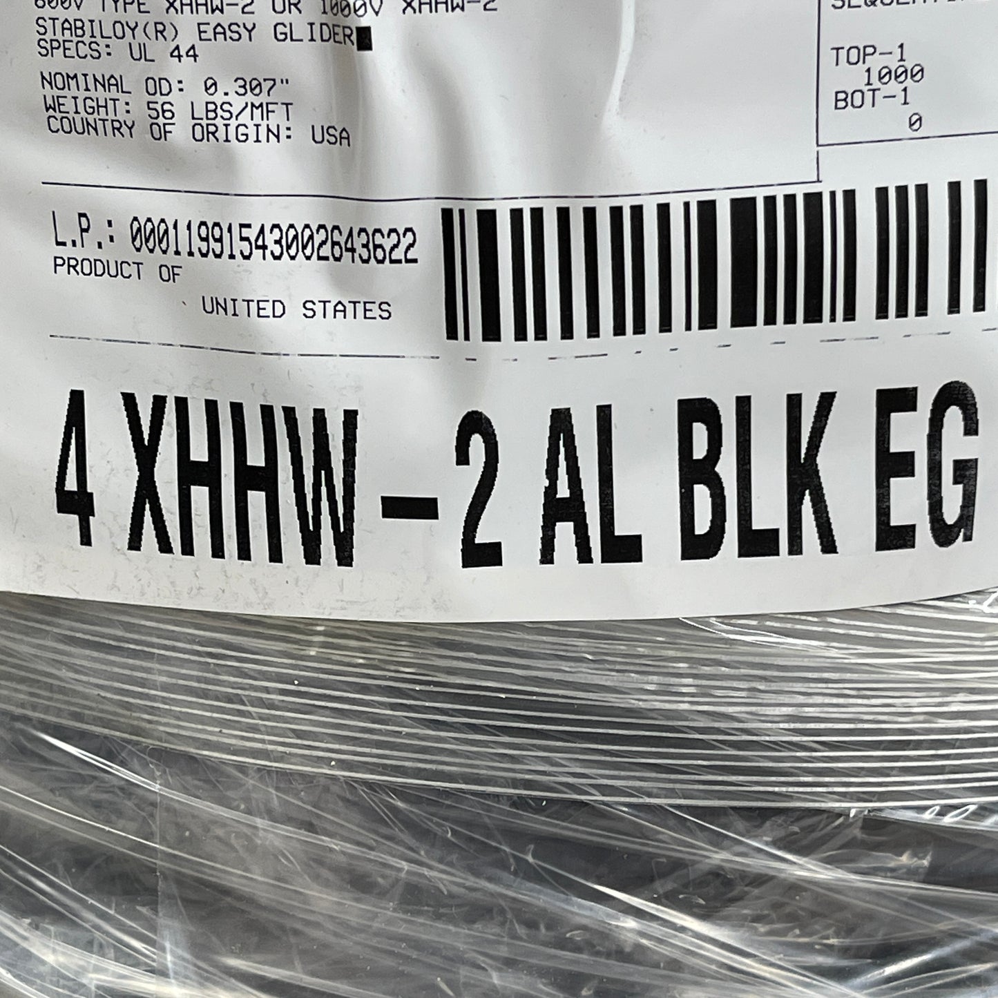 STABILOY BRAND Insulated Aluminum Building Wire, 1000ft Spool (New)