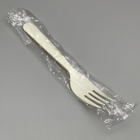 ZA@ KANAK NATURALS Heavy Weight Flexible Plastic Forks Individually Wrapped 1000 ct Cream PC6200 (New) J