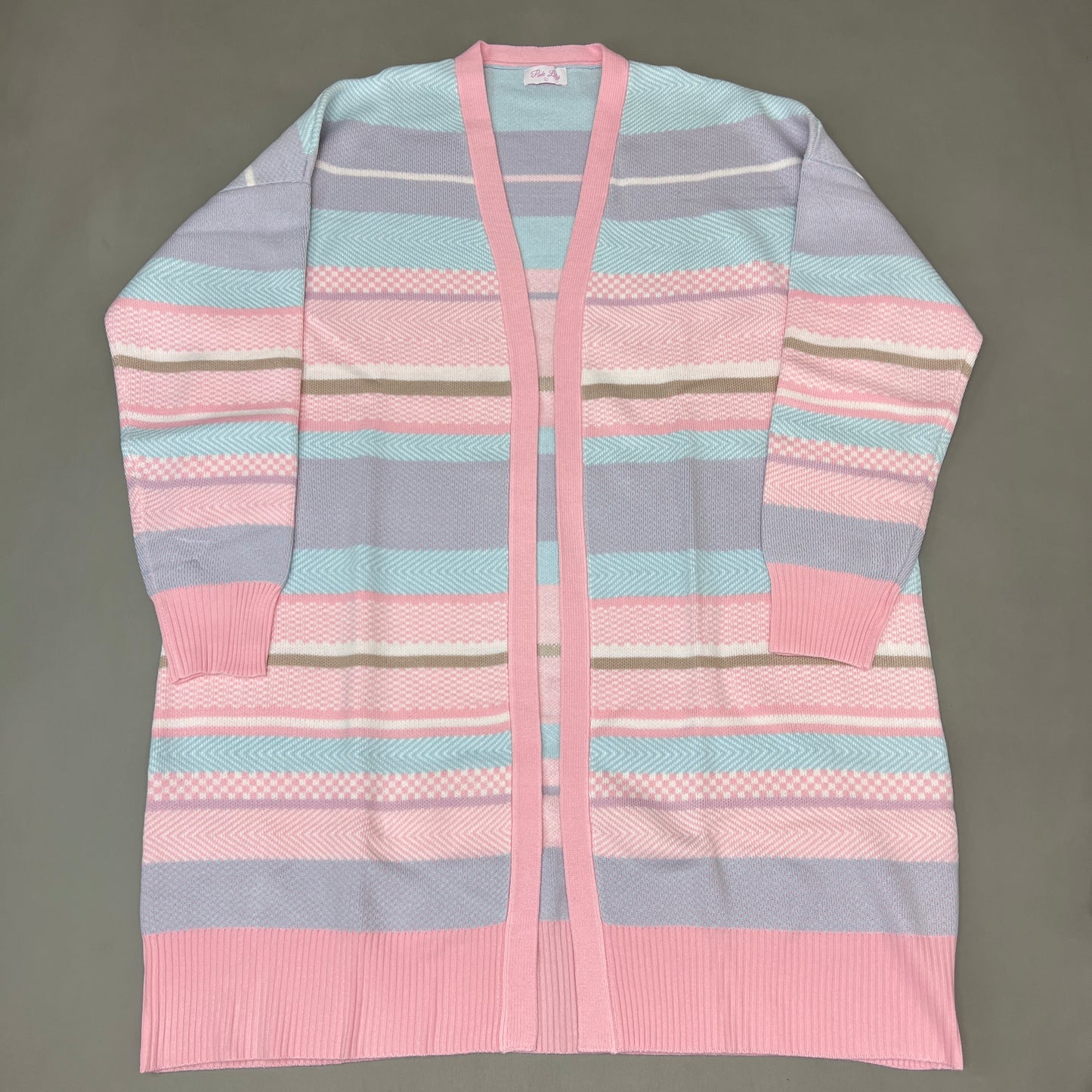 PINK LILY Multi-colored Striped Sweater Cardigan Women's Sz L PL930 (New)
