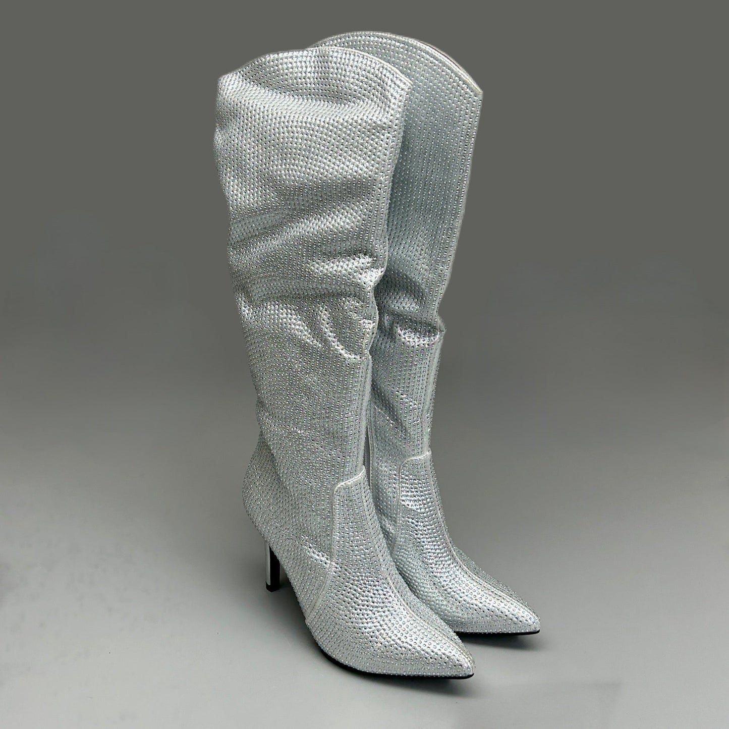 MIA Mackynzie Silver Stone Tall Heeled Boots Sz 7M Q100302