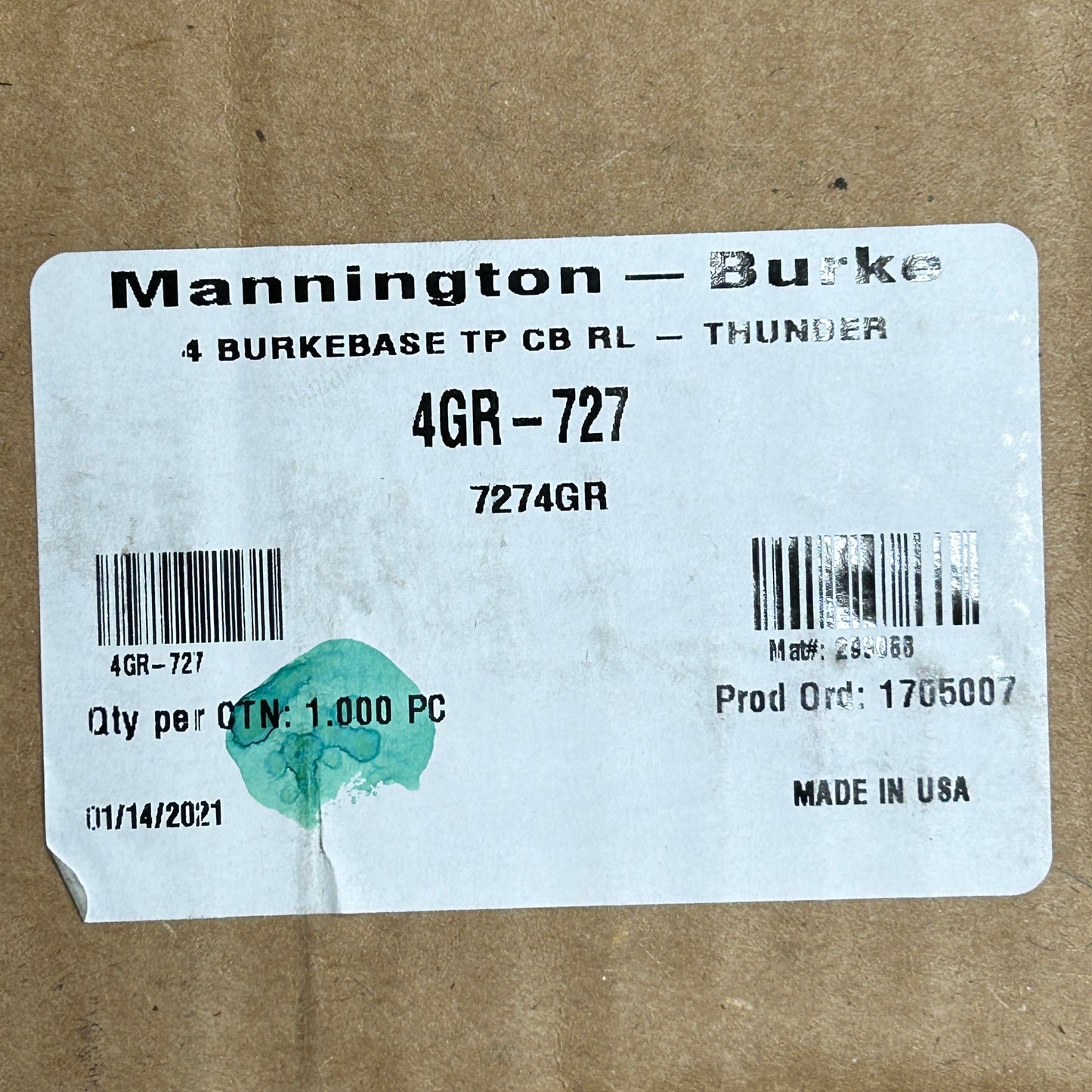 MANNINGTON COMM Burkebase Type TP Rubber Flooring Thunder (New)