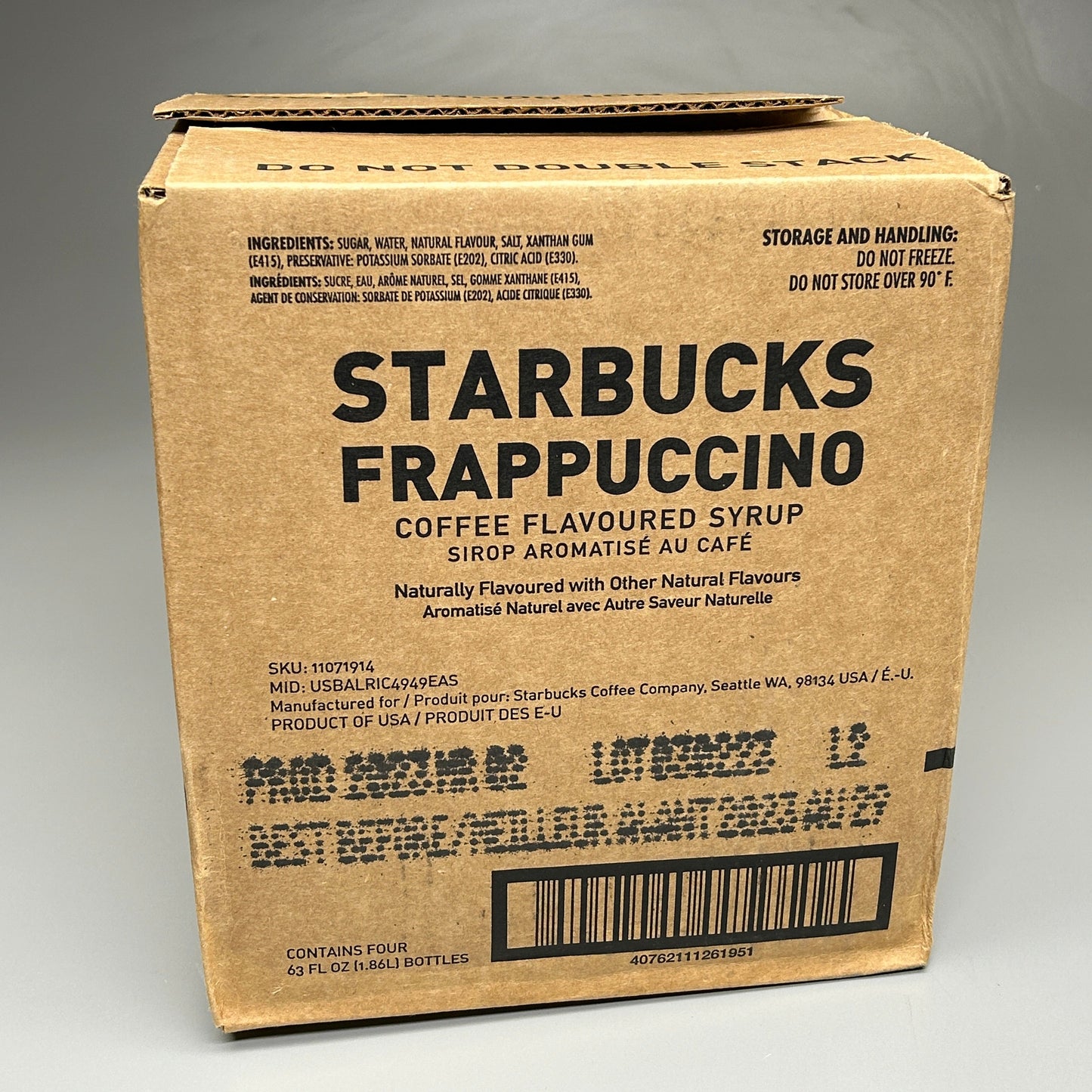 ZA@ STARBUCKS 4-PACK! Frappuccino Syrup Coffee Flavored Syrup (1.86 L/bottle) 8/23 (New) E
