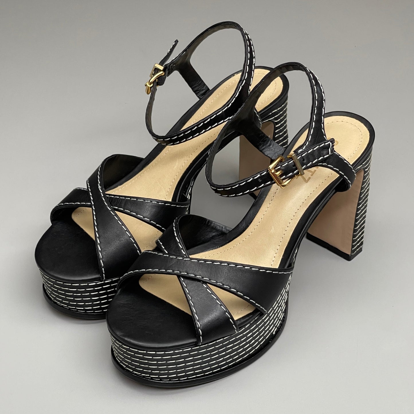 SCHUTZ Keefa Casual Women's Leather Sandal Black Platform 4" Heel Shoes Sz 10.5B (New)