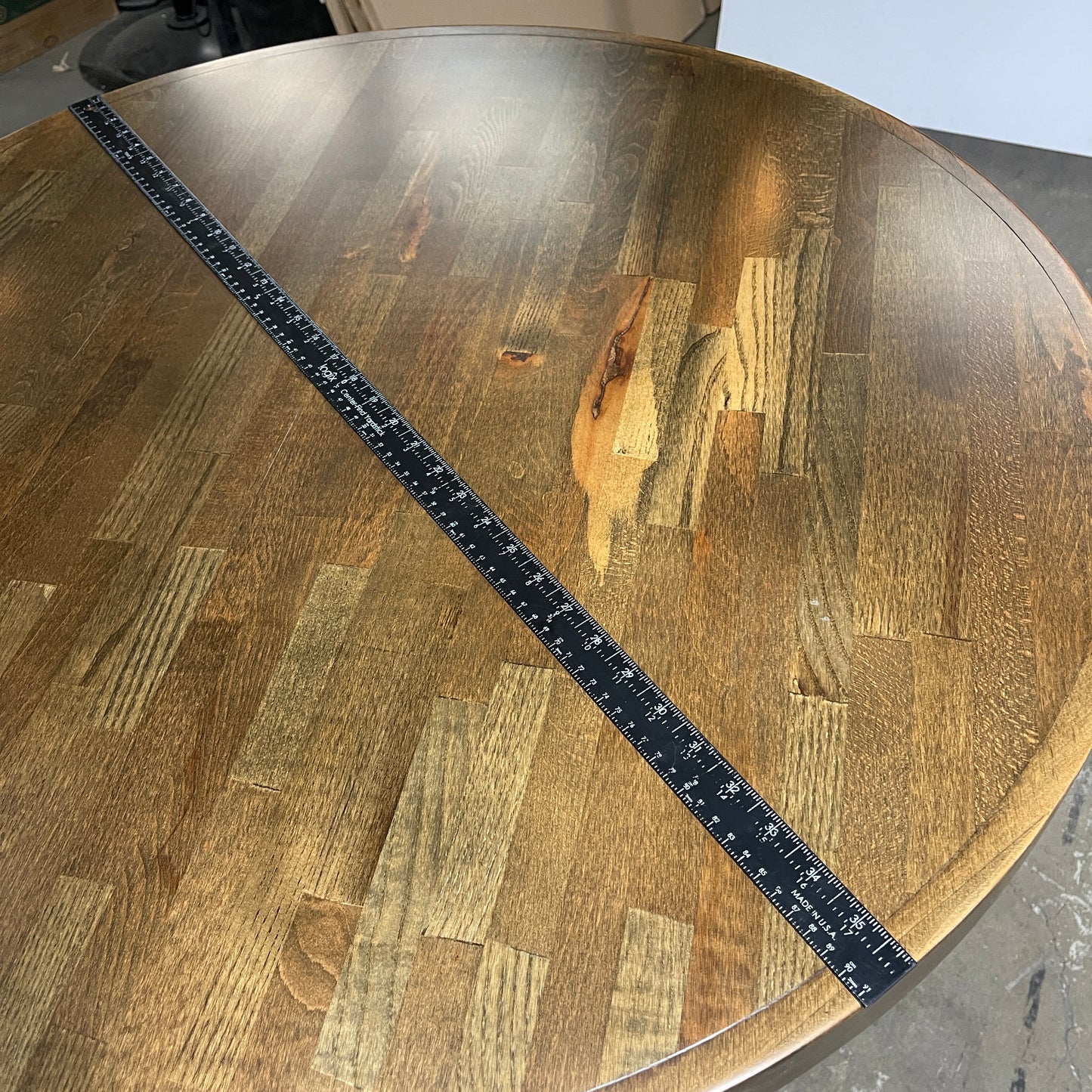 Z@ LANCASTER TABLE & SEATING 36" Round Wood Table with Cast Iron Cross Base (New)