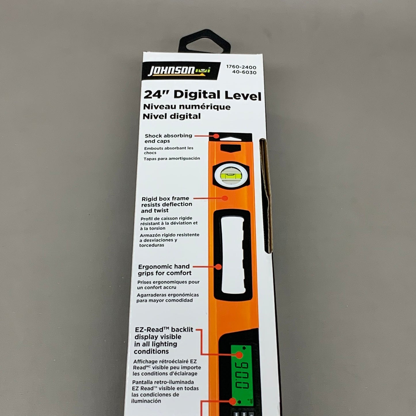JOHNSON LEVEL Digital Box Level 24" Orange 1760-2400 (New)