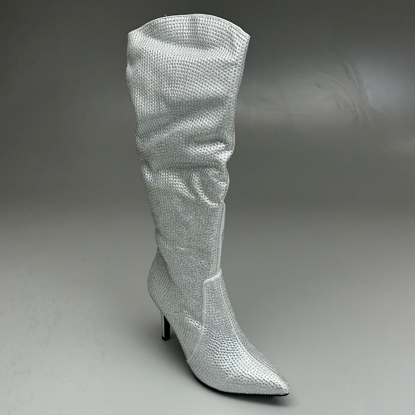MIA Mackynzie Silver Stone Tall Heeled Boots Sz 7M Q100302