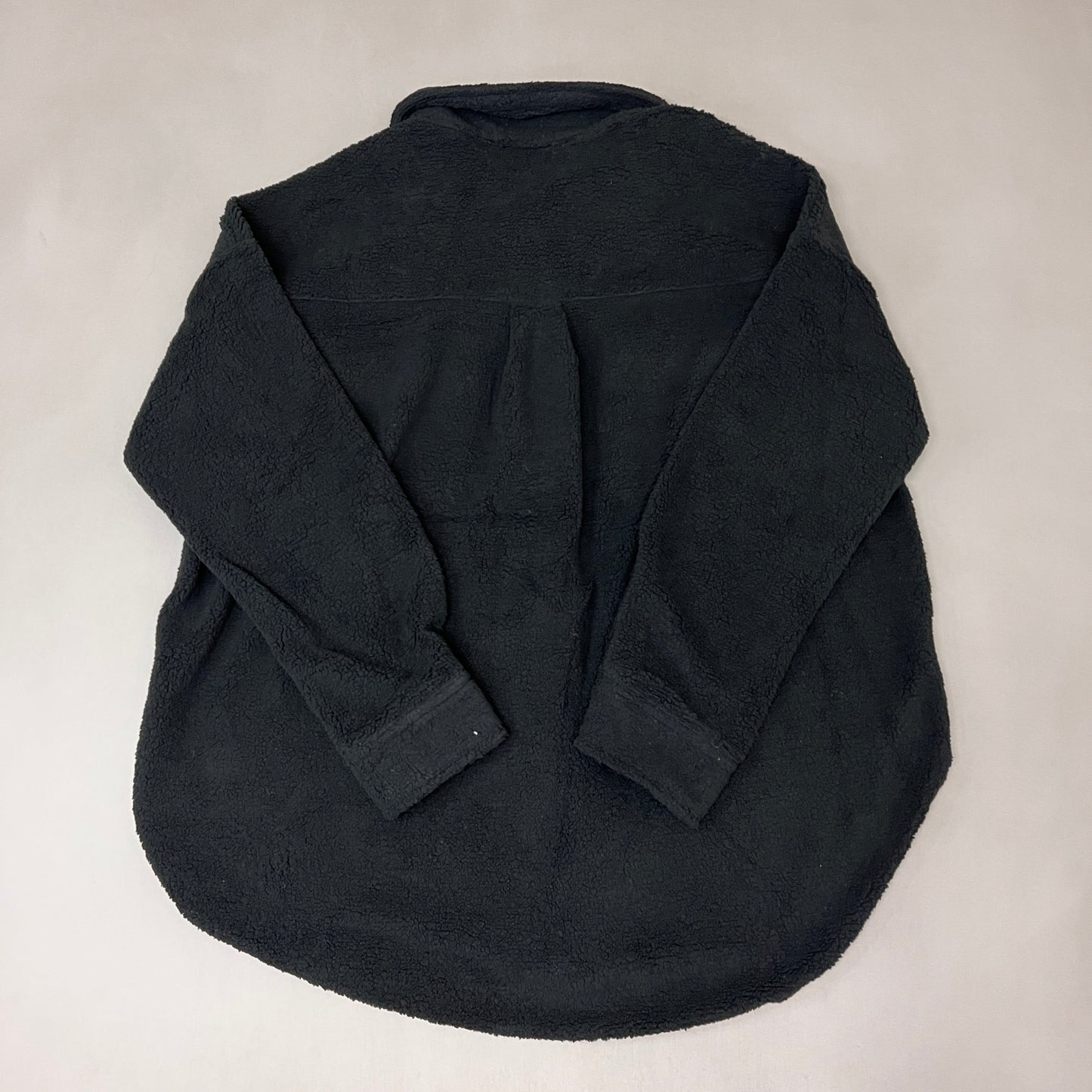 PINK LILY Fleece Button-up Jacket Women's Sz L Black PL177 (New)