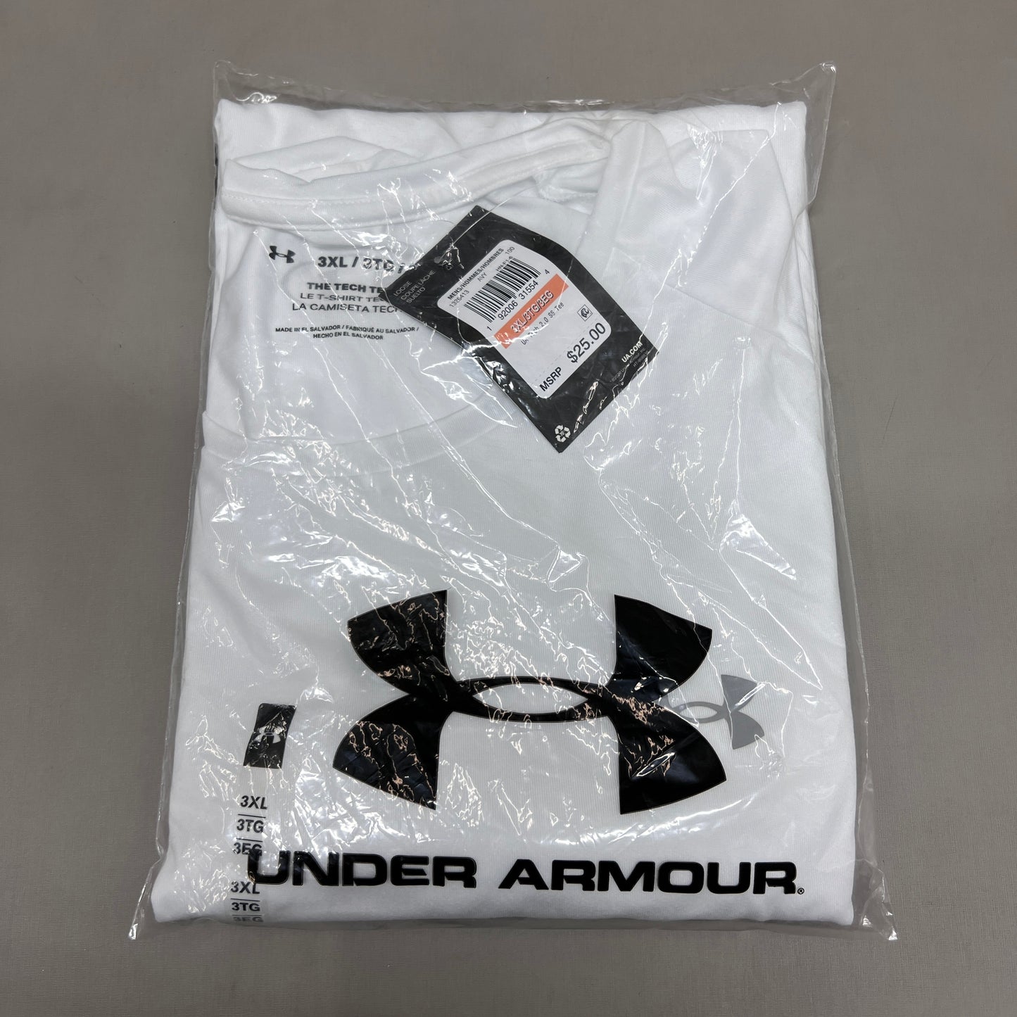 UNDER ARMOUR Tech 2.0 Short Sleeve Tee Men's White / Overcast Gray Sz 3XL 1326413 (New)
