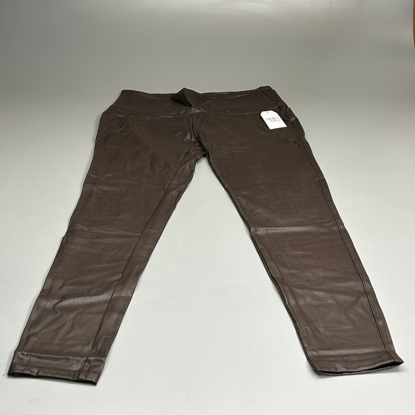 TIME AND TRU Women's Faux Leather Leggings Sz XL 16-18 Brown (New)