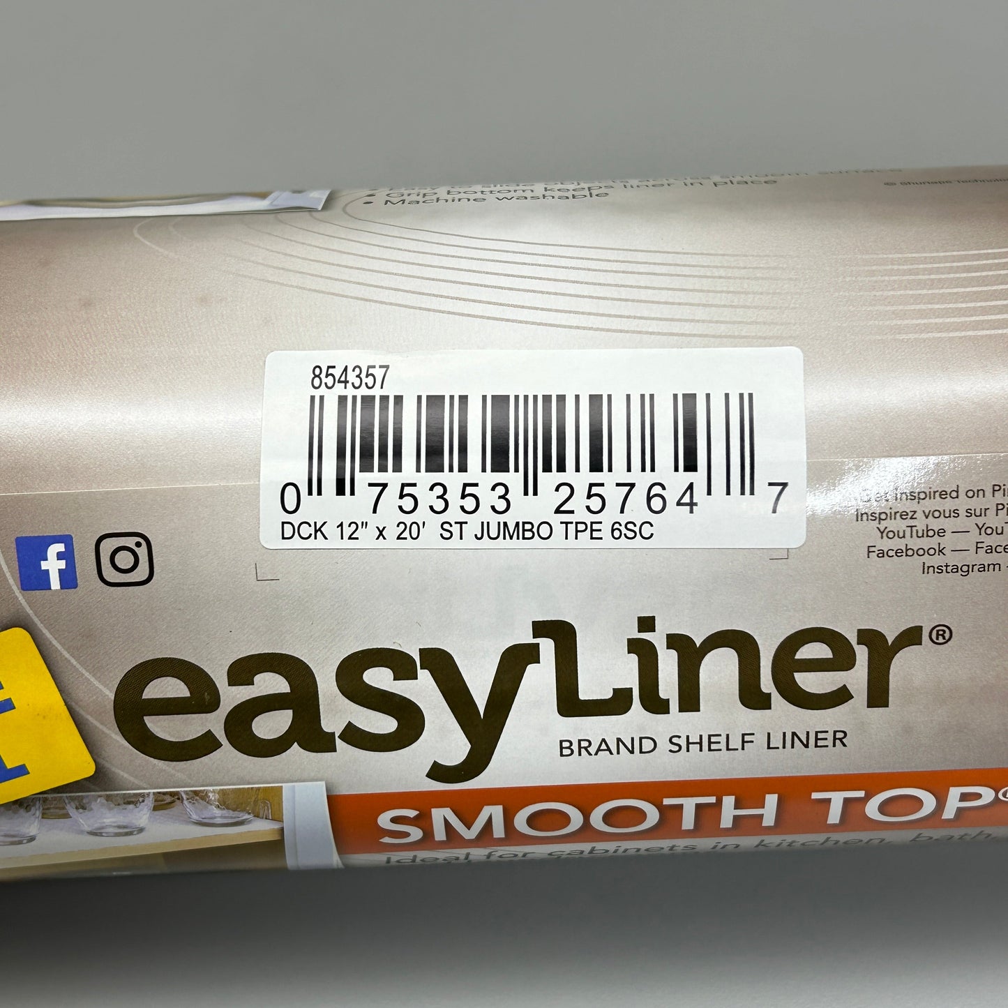 DUCK BRAND Easy Liner Shelf Liner Smooth Top Taupe 12 in X 20 ft (New)