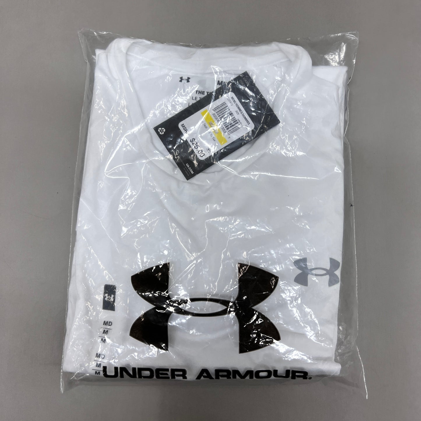 UNDER ARMOUR Tech 2.0 Short Sleeve Tee Men's White / Overcast Gray Sz M 1326413 (New)