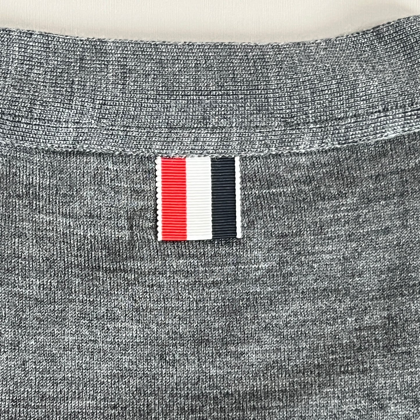THOM BROWNE Cardigan w/ 4Bar in Sustainable Fine Merino Wool Med Grey Size 3 (New)