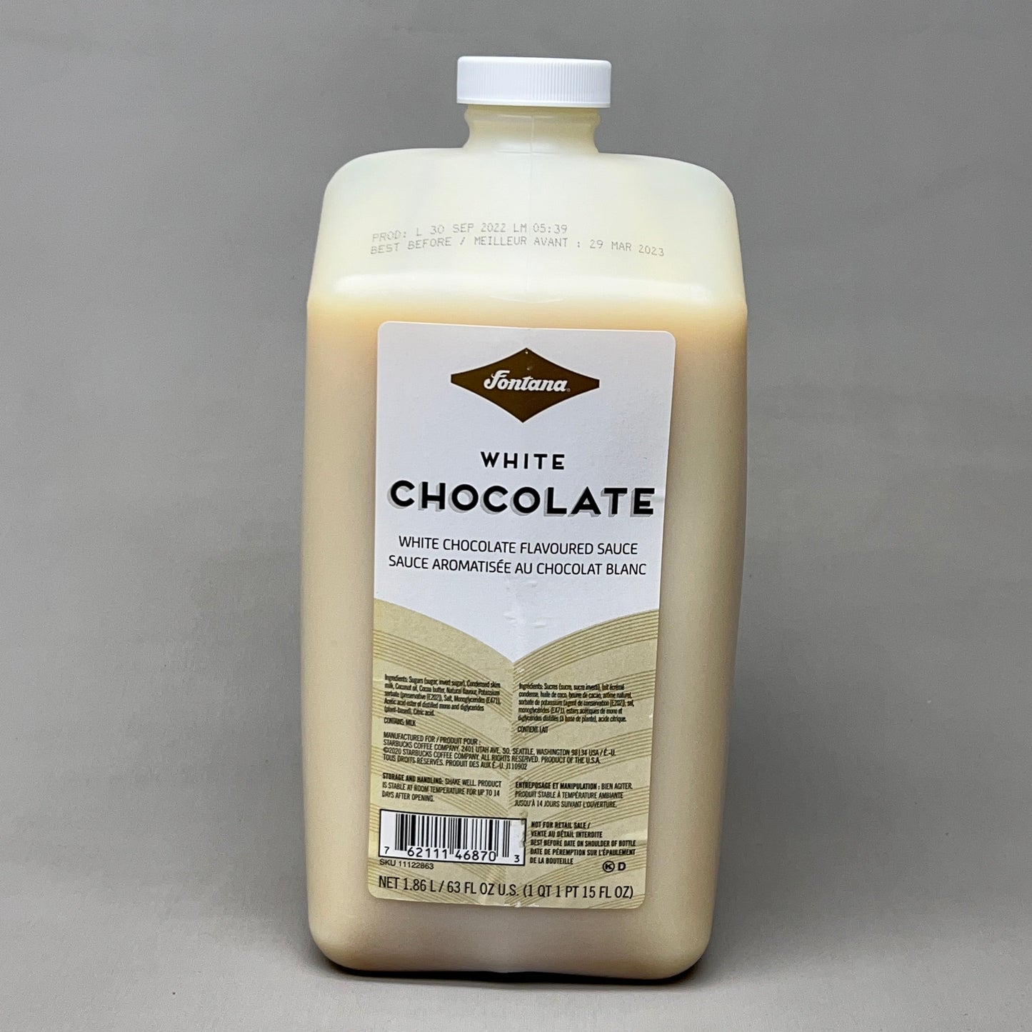 ZA@ STARBUCKS (4 PACK) Fontana White Chocolate Flavored Sauce (1.86 L/bottle) BB 12/24