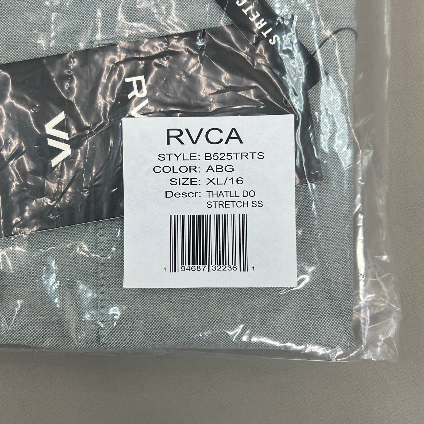 RVCA That'll Do Stretch Short Sleeve Shirt Youth Sz XL / 16 B525TRTS Balsam Green (New)