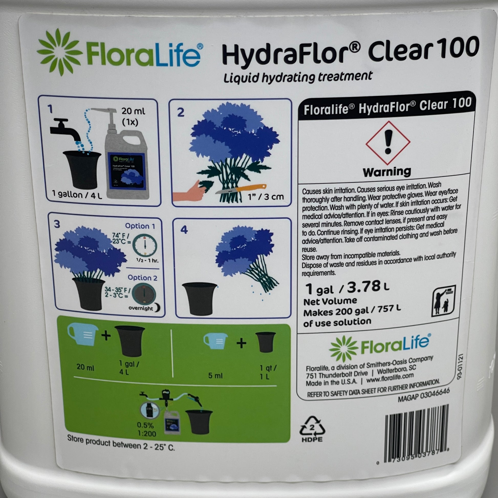 SMITHERS OASIS FloraLife Hydraflor Clear 100 Hydrating Treatment 1 Gal –  PayWut