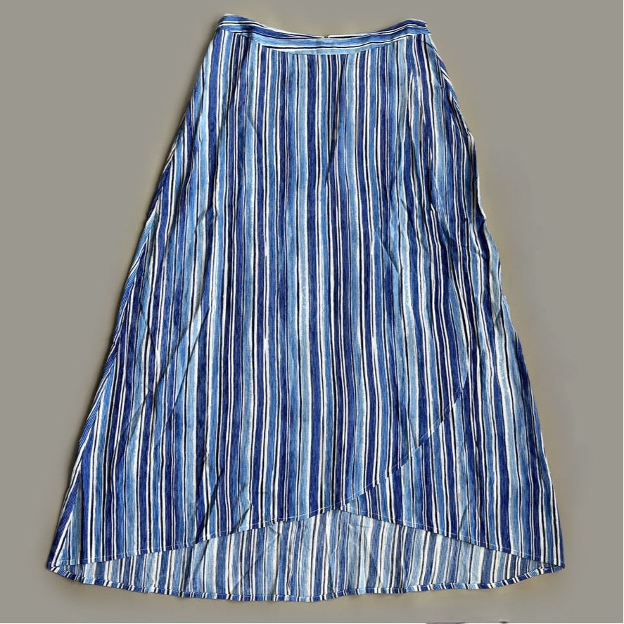 TOMMY BAHAMA Women's Divine Lines Maxi Skirt White Blue Boho Stripe Size 6 (New)