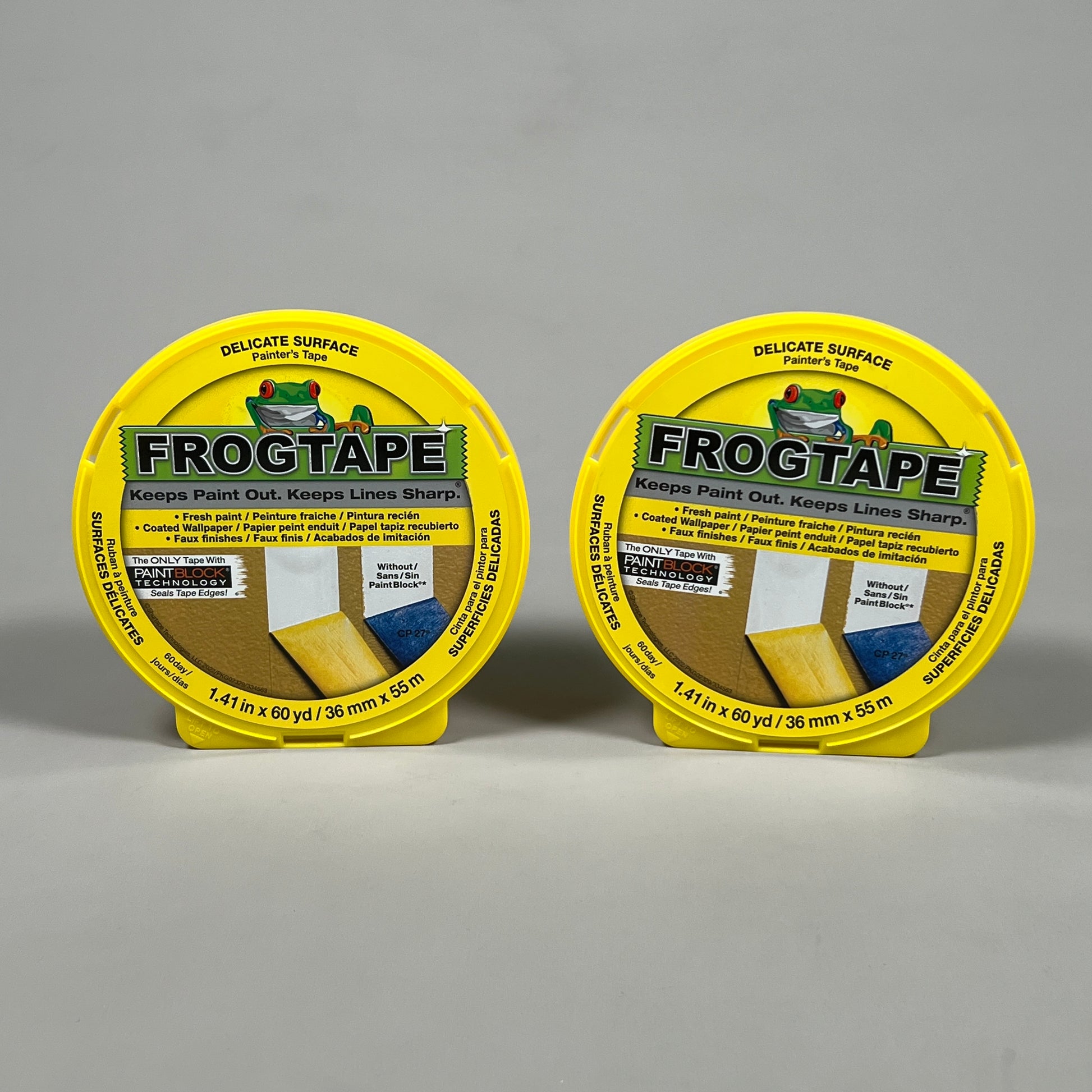 FrogTape Delicate Surface Painting Tape, Yellow, 1.41 in. x 60 yd.